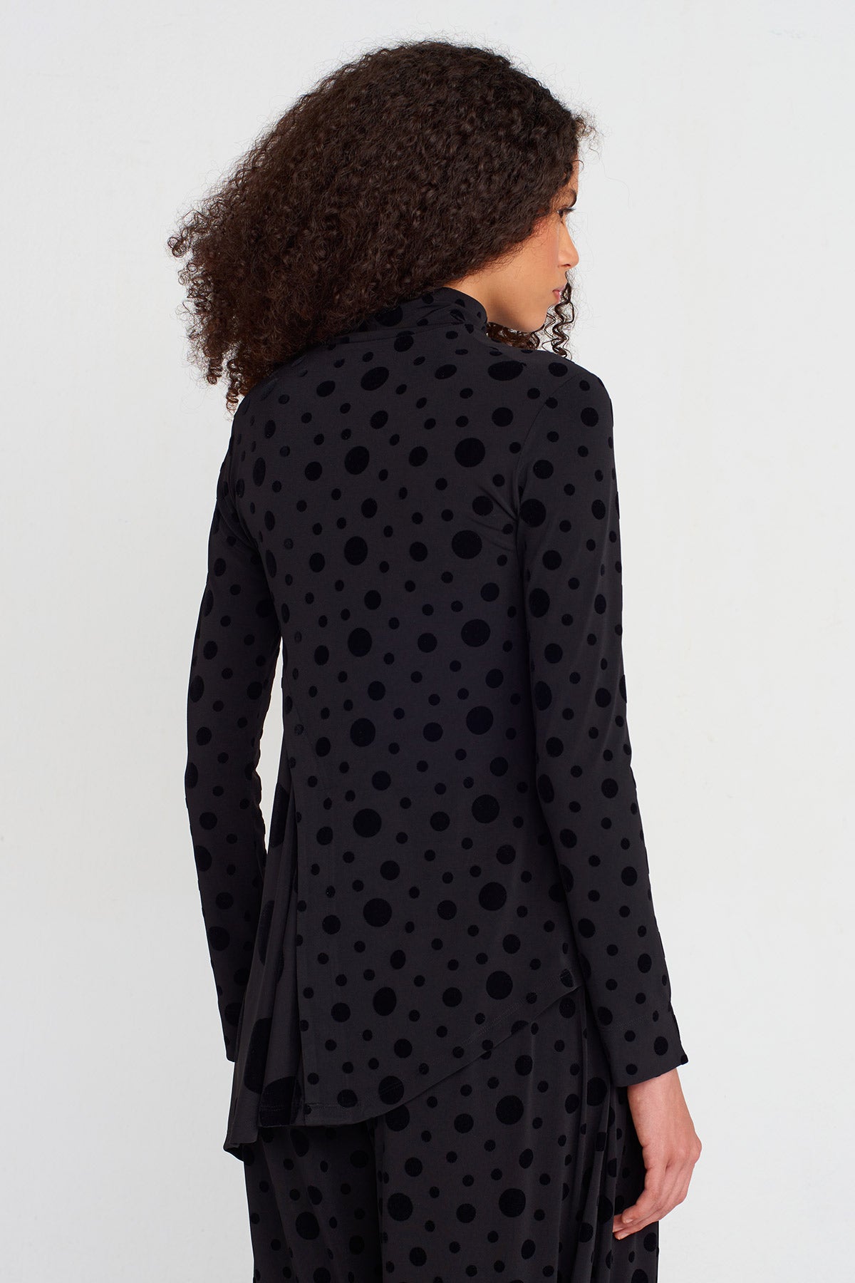 Multicolor Velvet Polka-Dot Jersey Blouse-K251011051