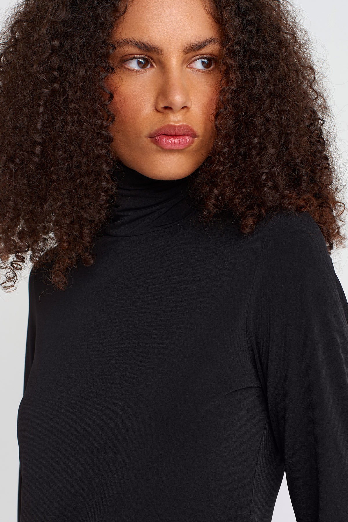 Black Turtleneck Jersey Bodysuit-K251011053