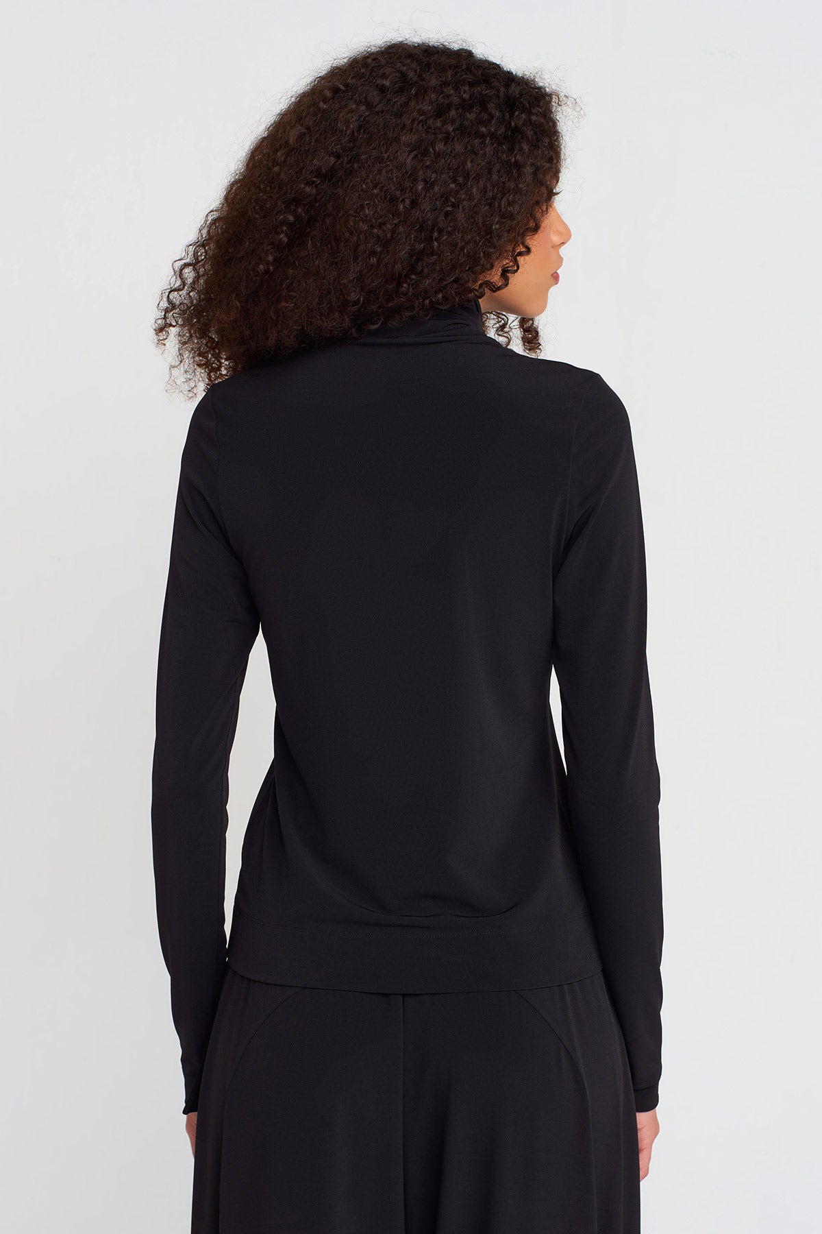 Black Turtleneck Jersey Bodysuit-K251011053