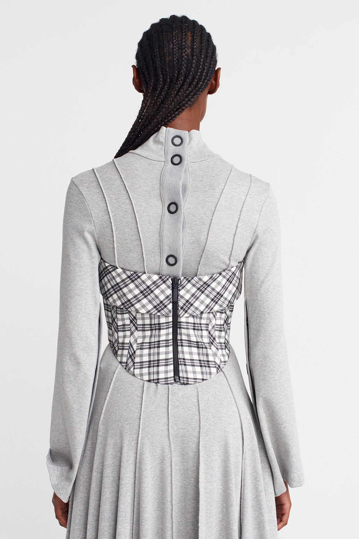 Black/White Plaid Strapless Corset-K251011063