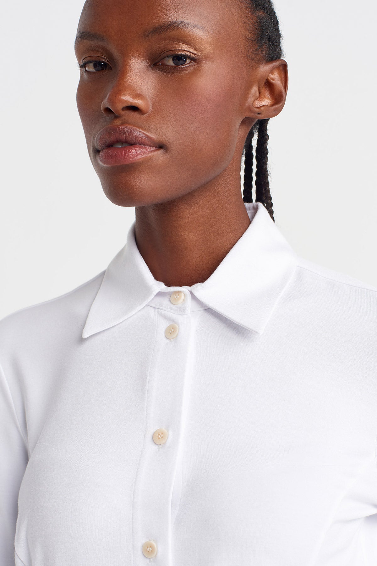 Off White Relaxed Fit Shirt with Waist Shaping-K251011068