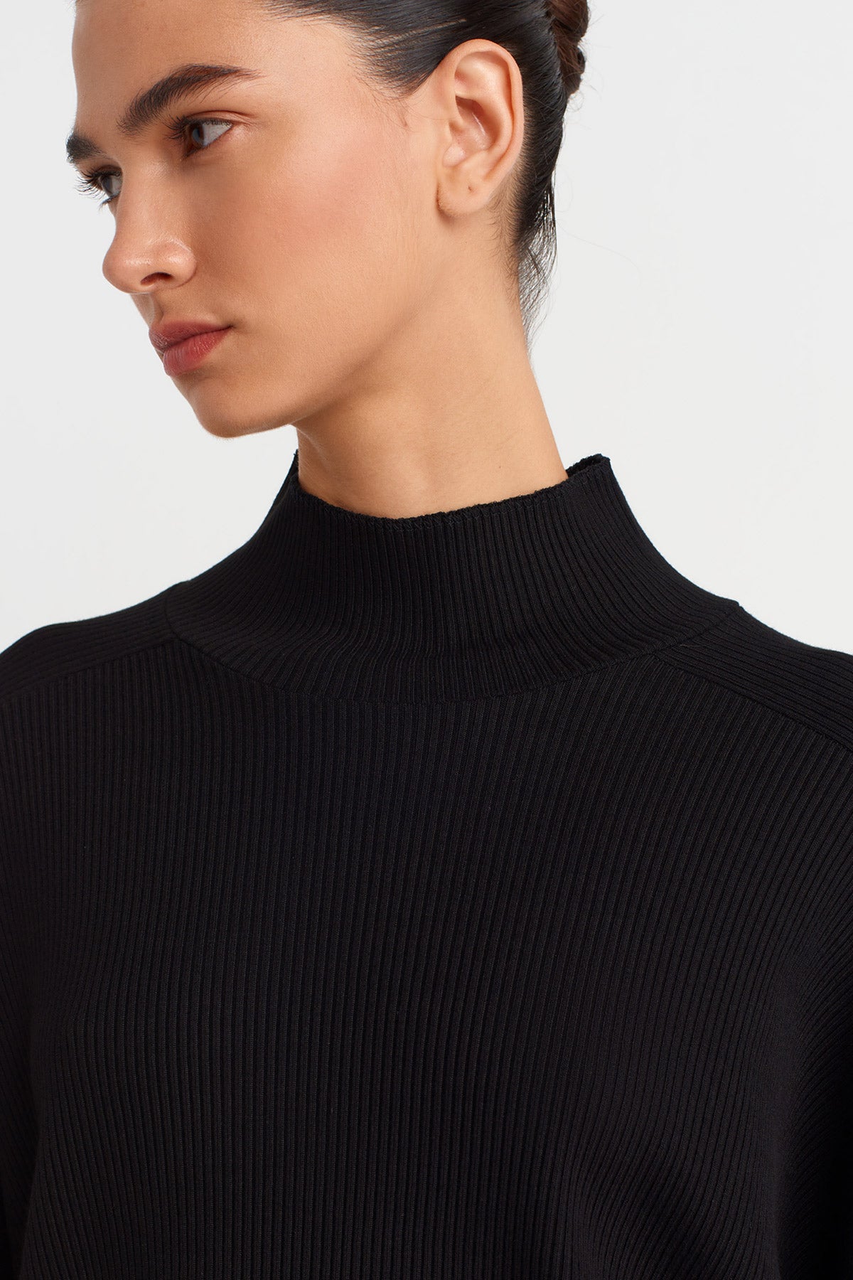 Black Oversized Ribbed Blouse-K251011072