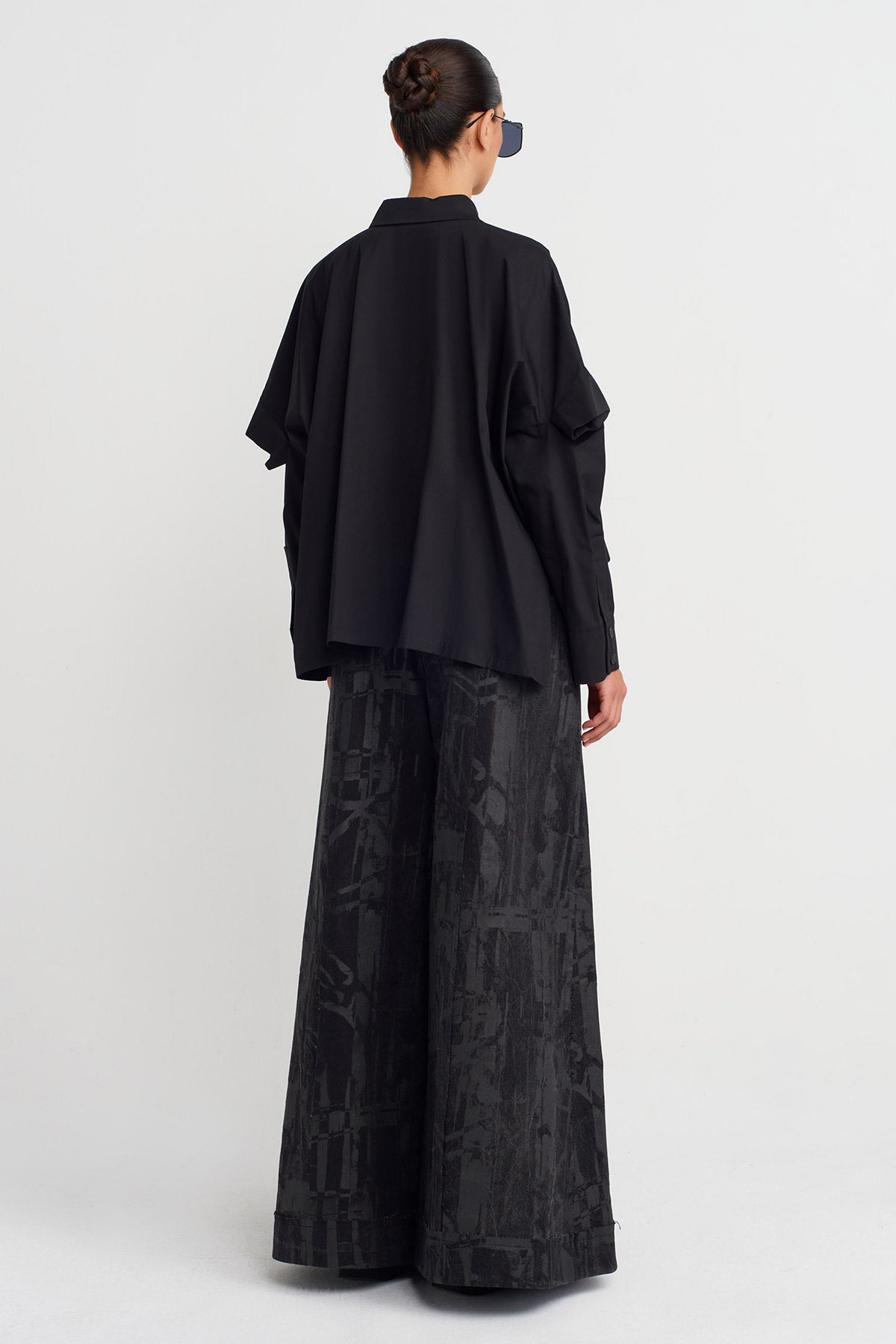 Black Layered Oversized Shirt-K251011082