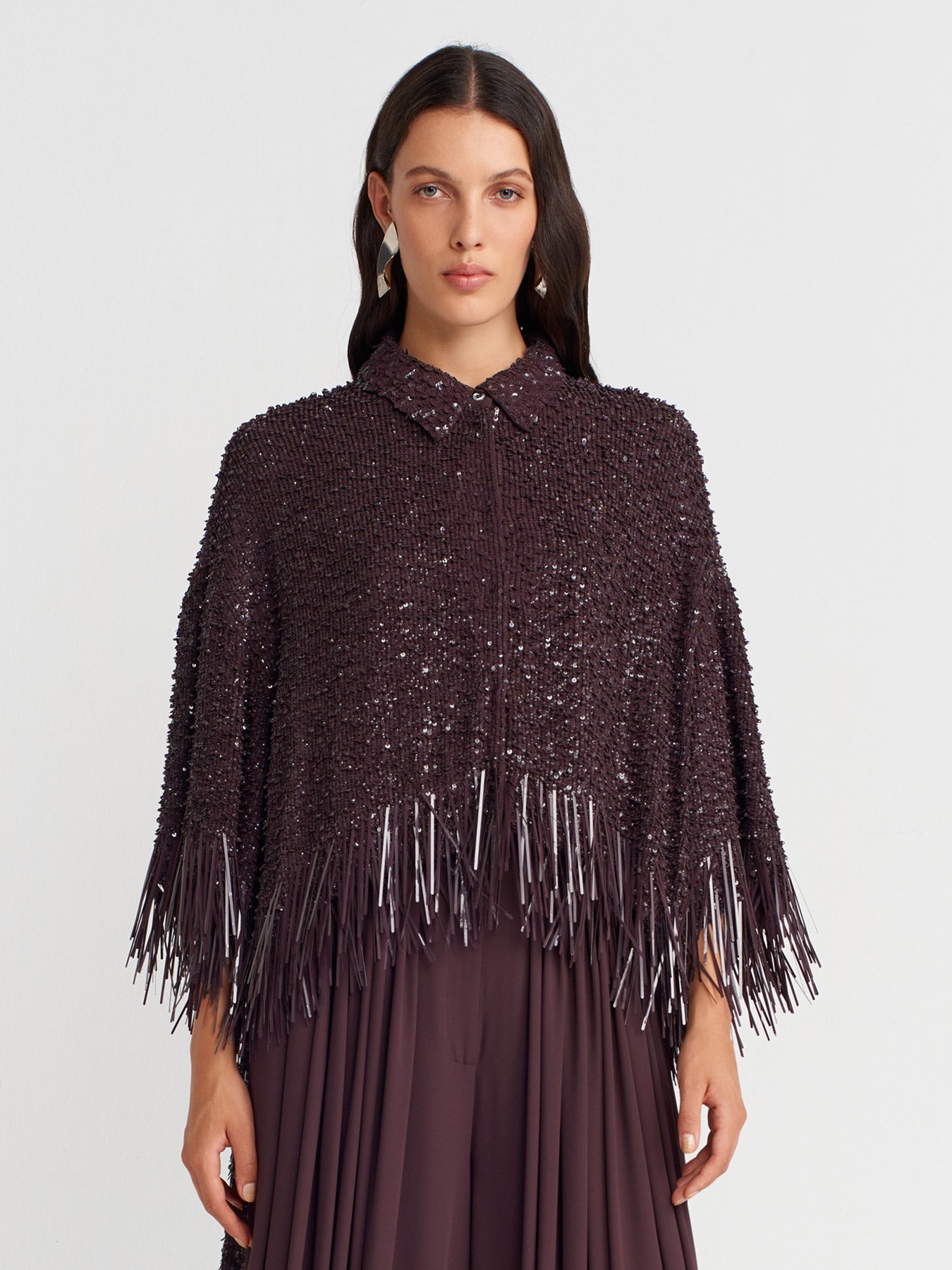 Dark Purple Sequin Elegant Blouse-K251011090