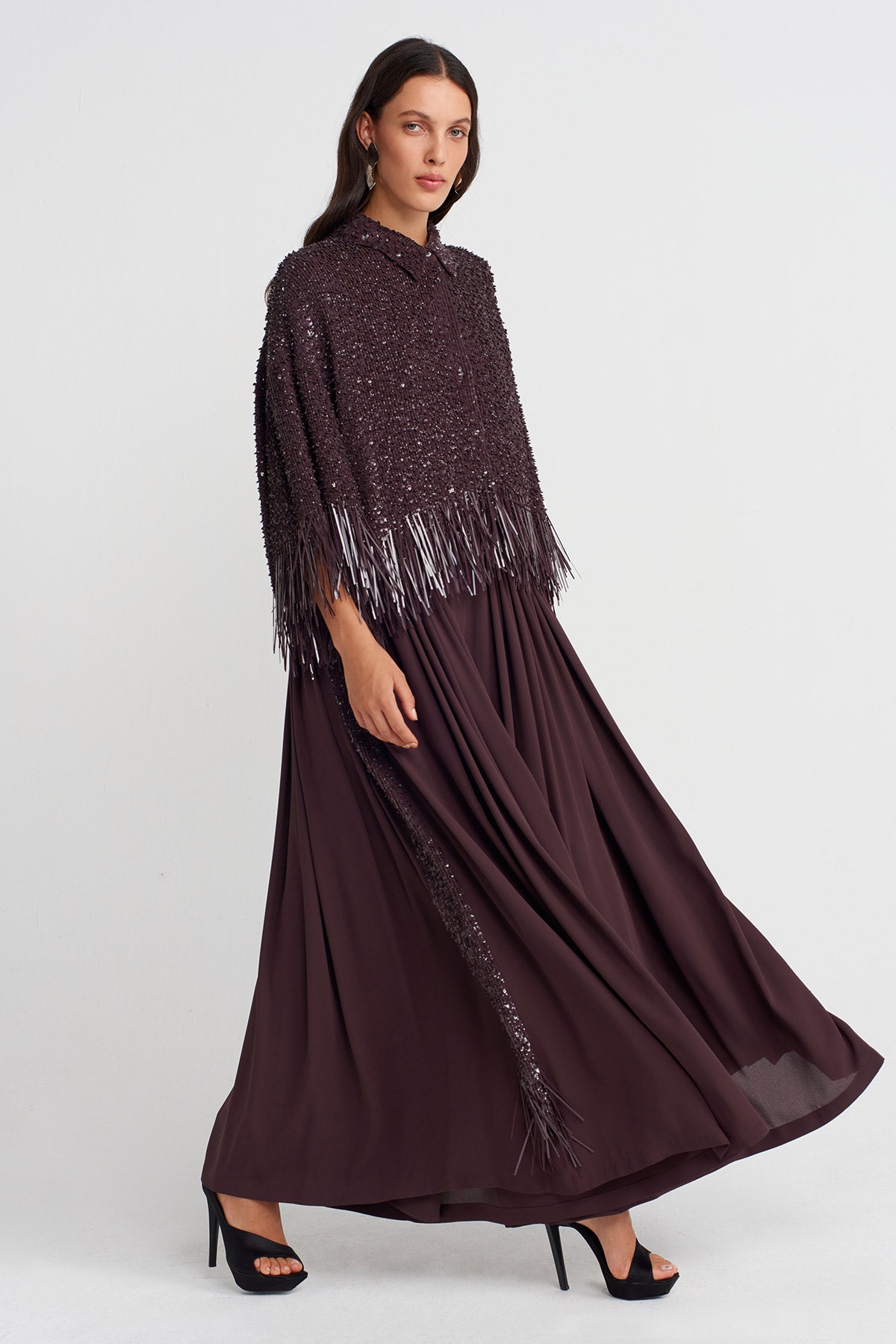 Dark Purple Sequin Elegant Blouse-K251011090