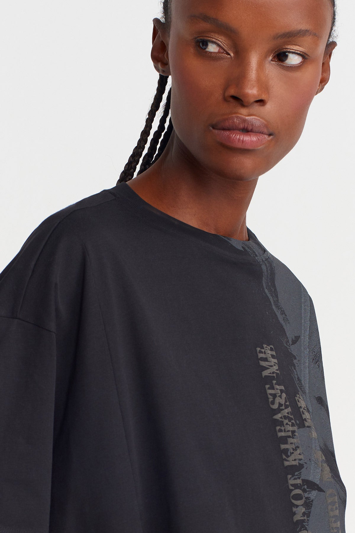 Black Printed Basic T-shirt-K251011103