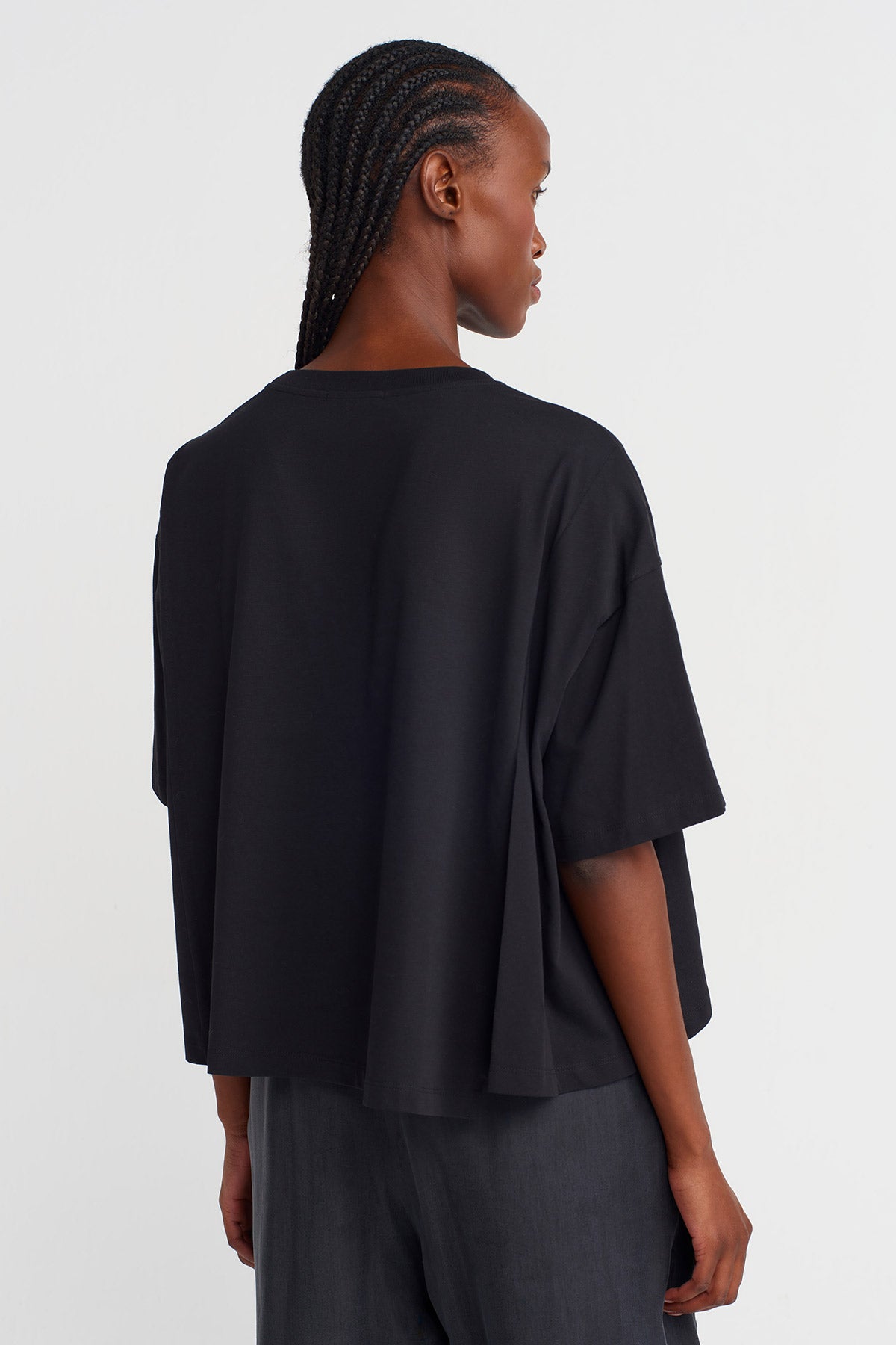 Black Printed Basic T-shirt-K251011103