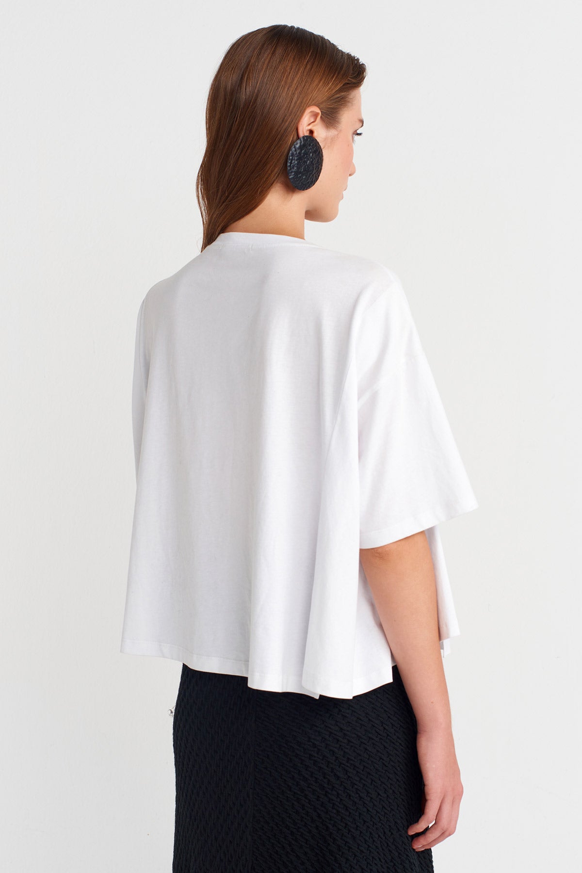 White / Black Printed Basic T-shirt-K251011106