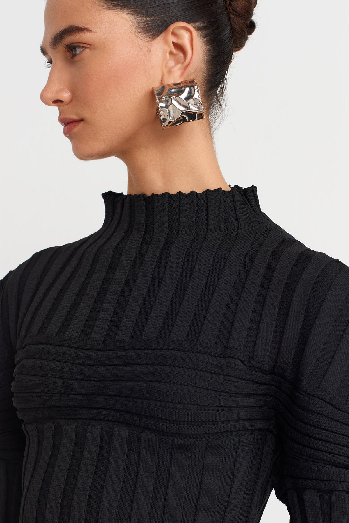 Black Knitted Shoulder Detailed Blouse-K251011114