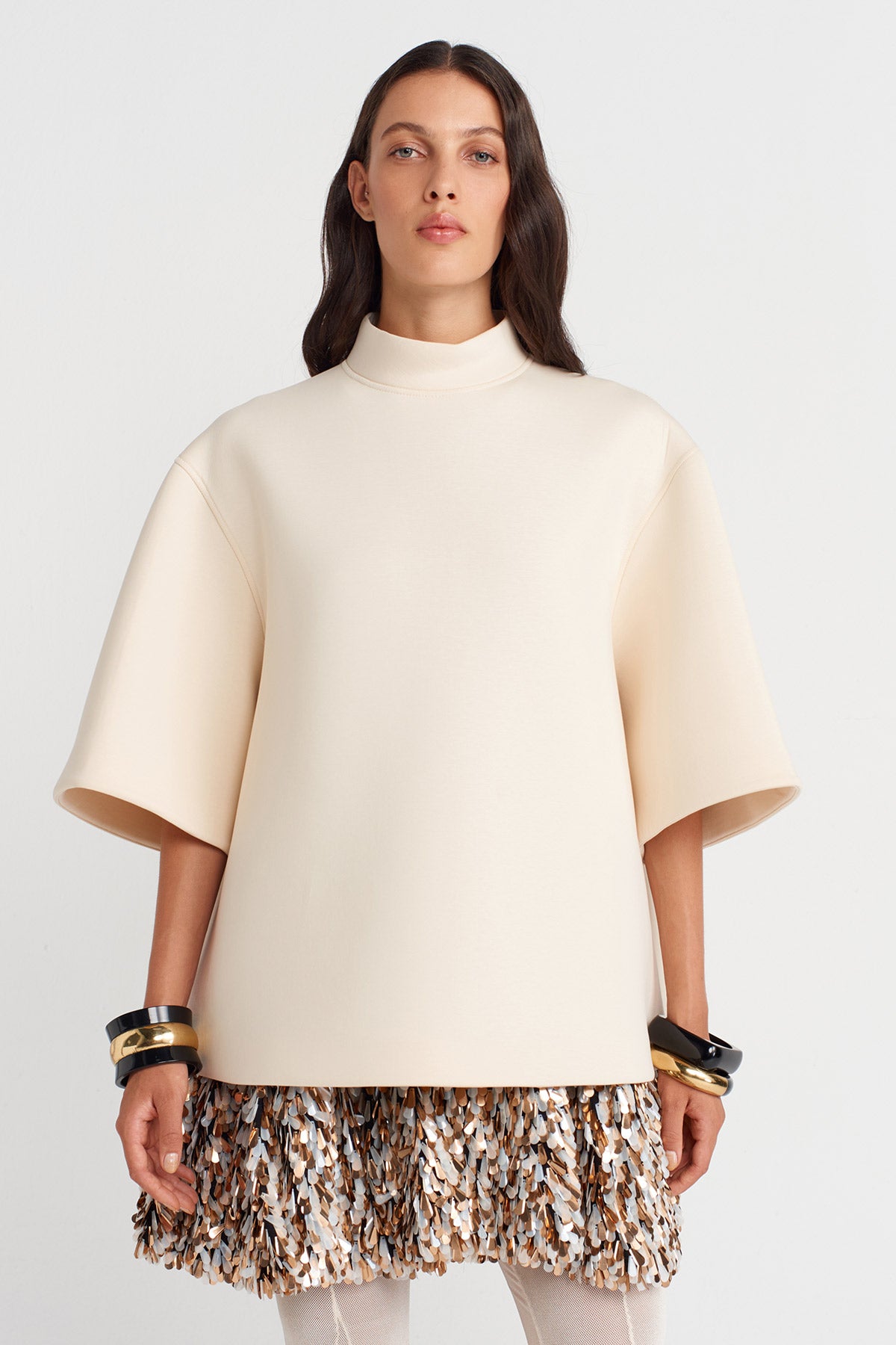 Nature Scuba Fabric Oversized T-shirt-K251011116