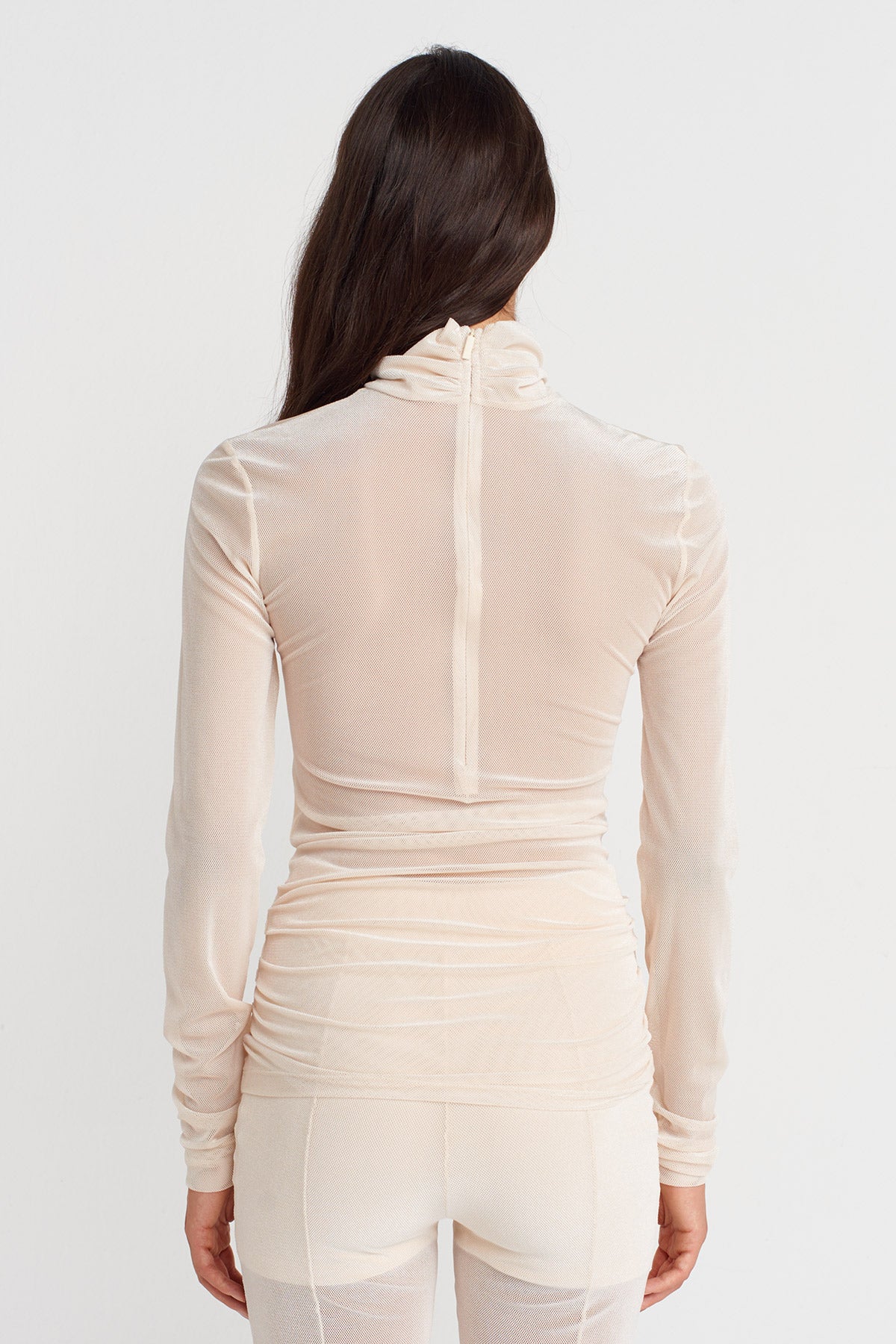 Nature Ruched Side Mesh Bodysuit-K251011118