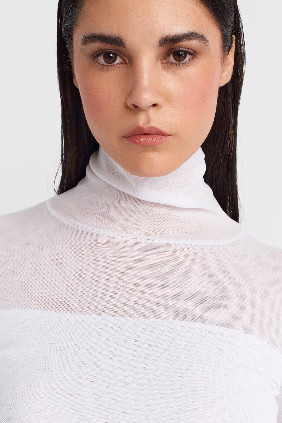 Off White Double-Layered Tulle Bodysuit-K251011124