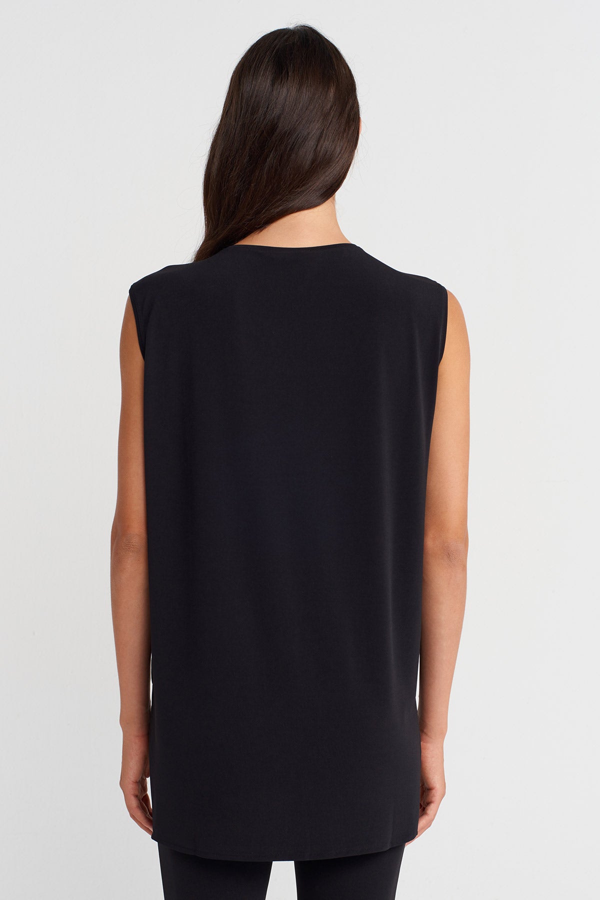 Black Sleeveless Basic Jersey T-shirt-K251011134