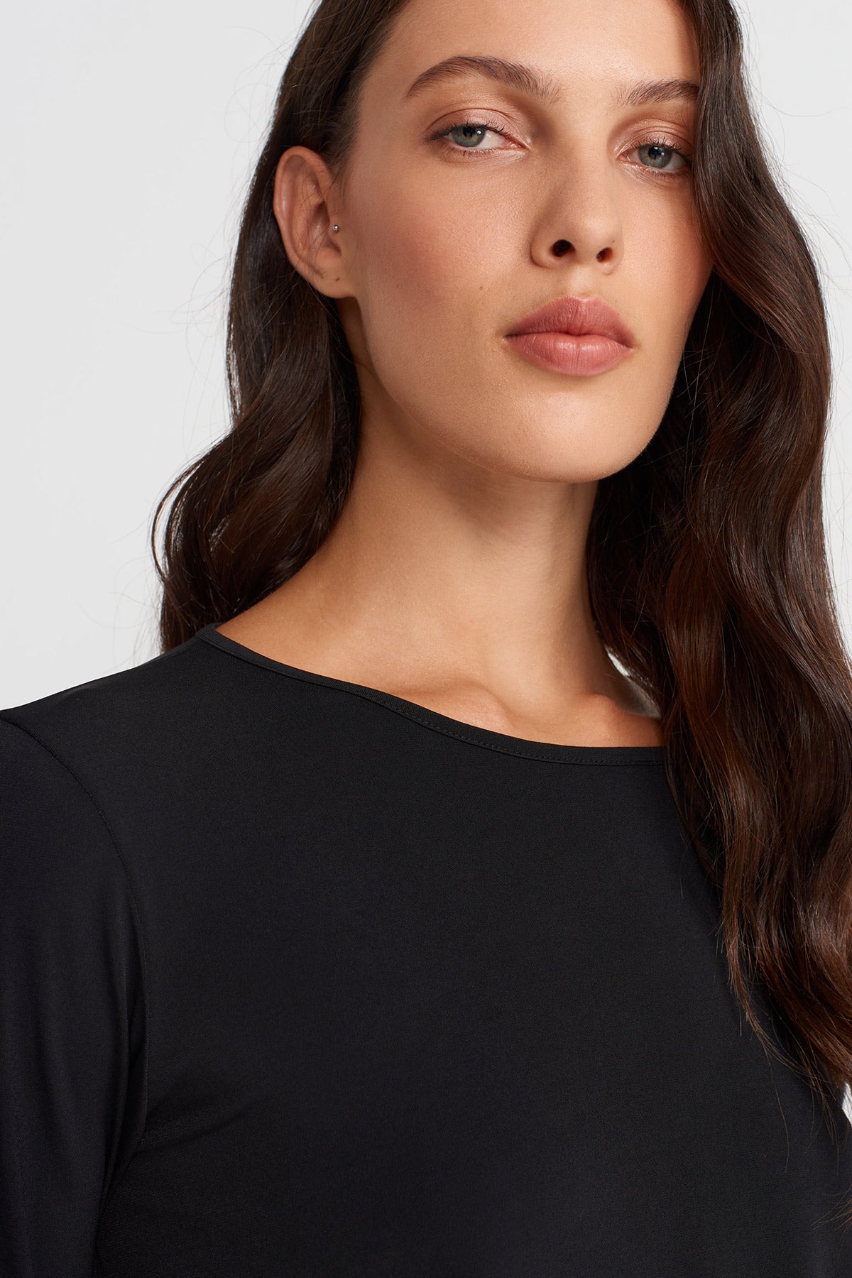 Black Long Sleeve Jersey T-shirt-K251011136