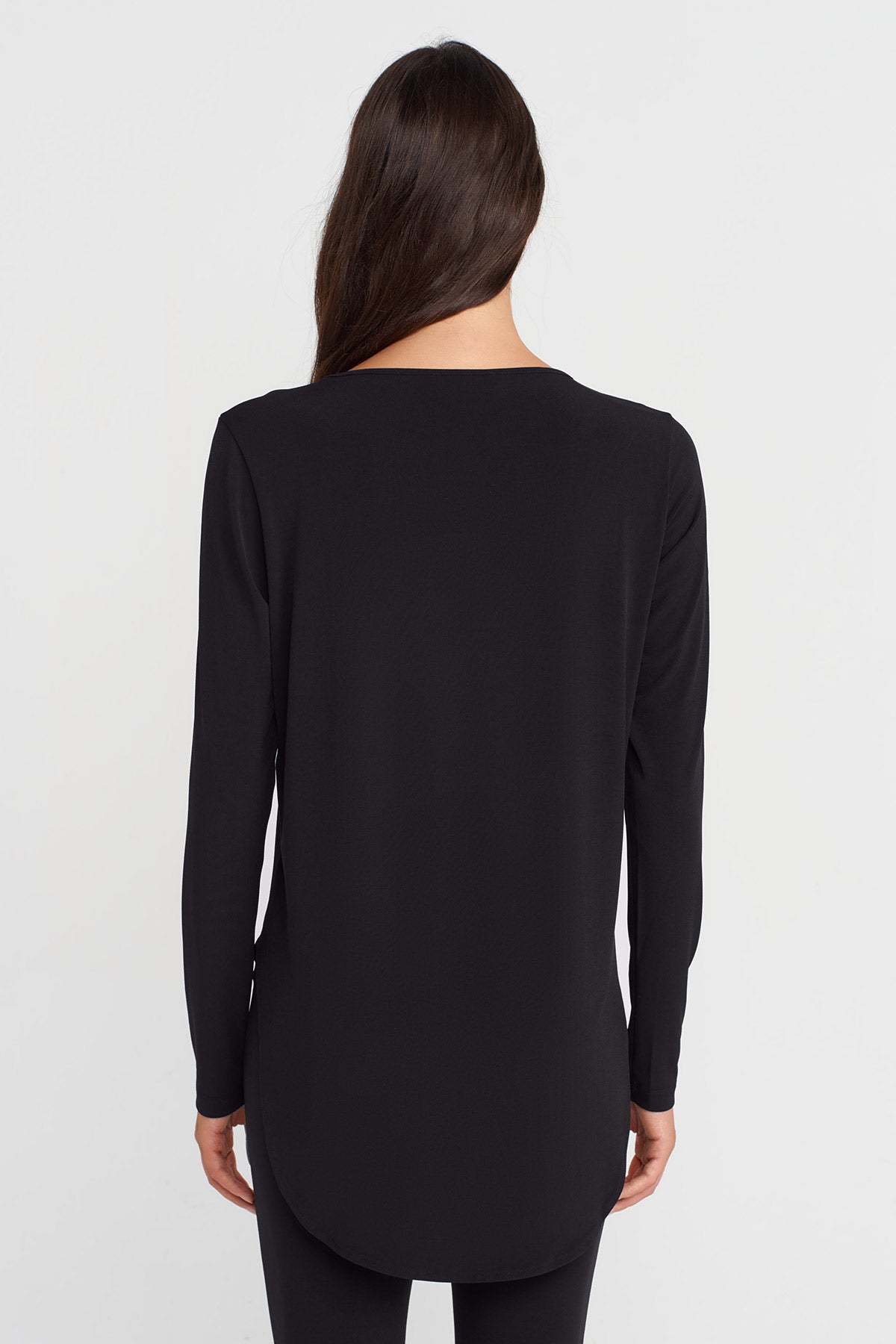 Black Long Sleeve Jersey T-shirt-K251011136