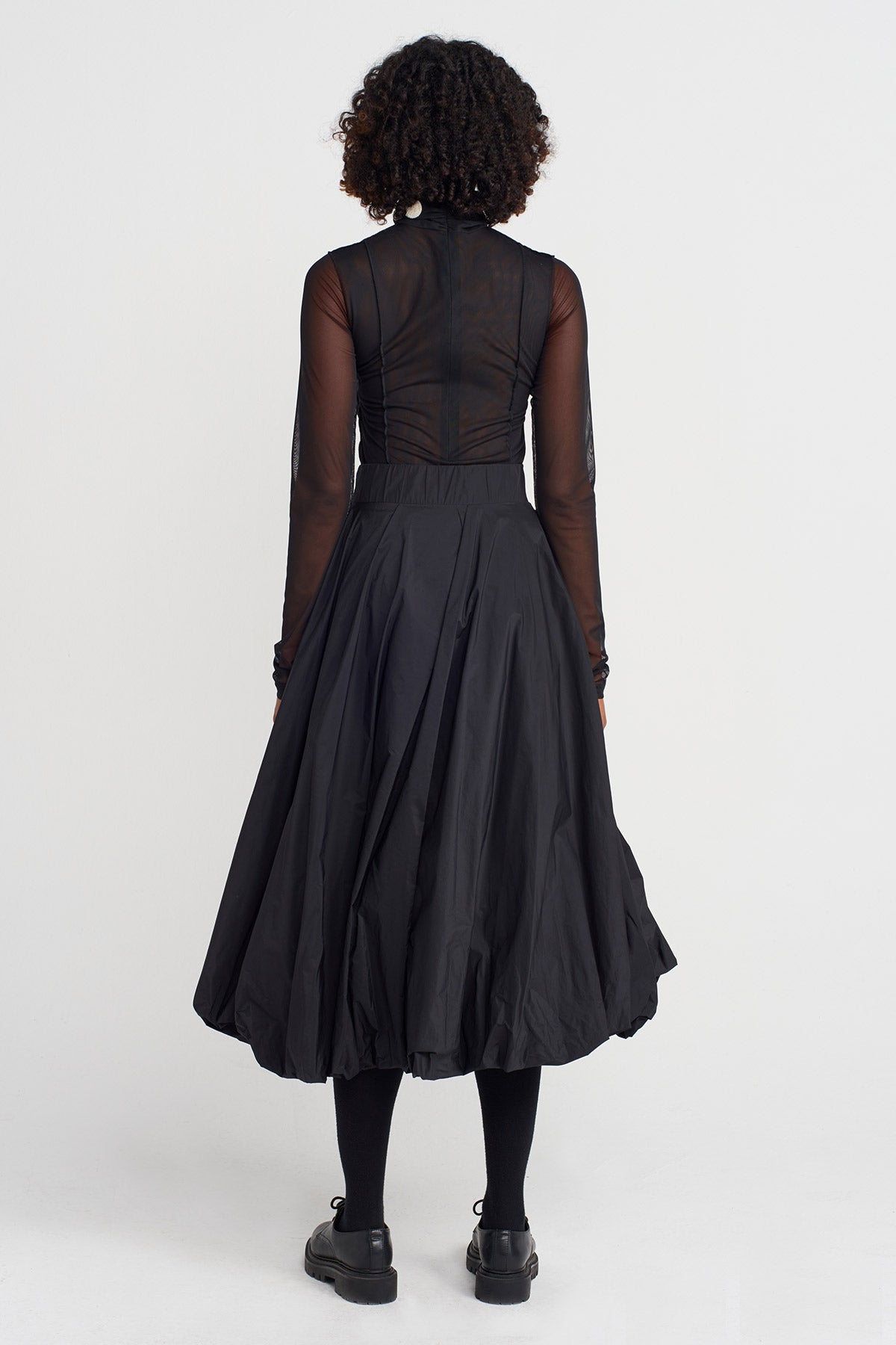Black Taffeta Balloon Skirt-K252012005