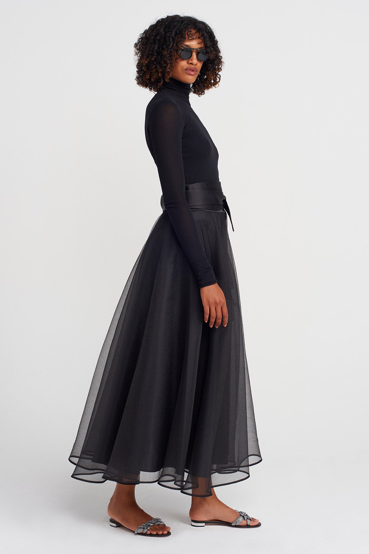 Black Organza Puffy Skirt-K252012007