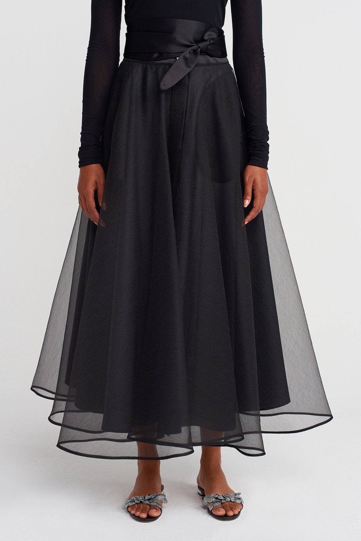 Black Organza Puffy Skirt-K252012007
