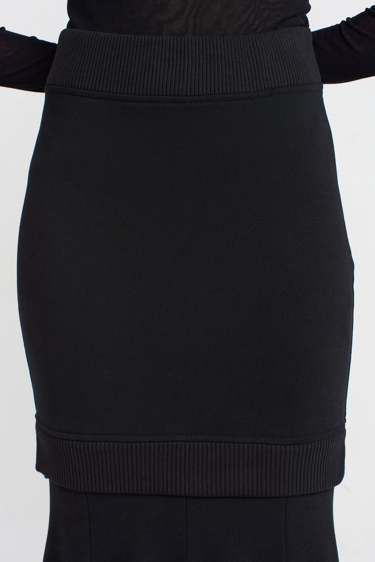 Black Double-Layered Fishtail Skirt-K252012009