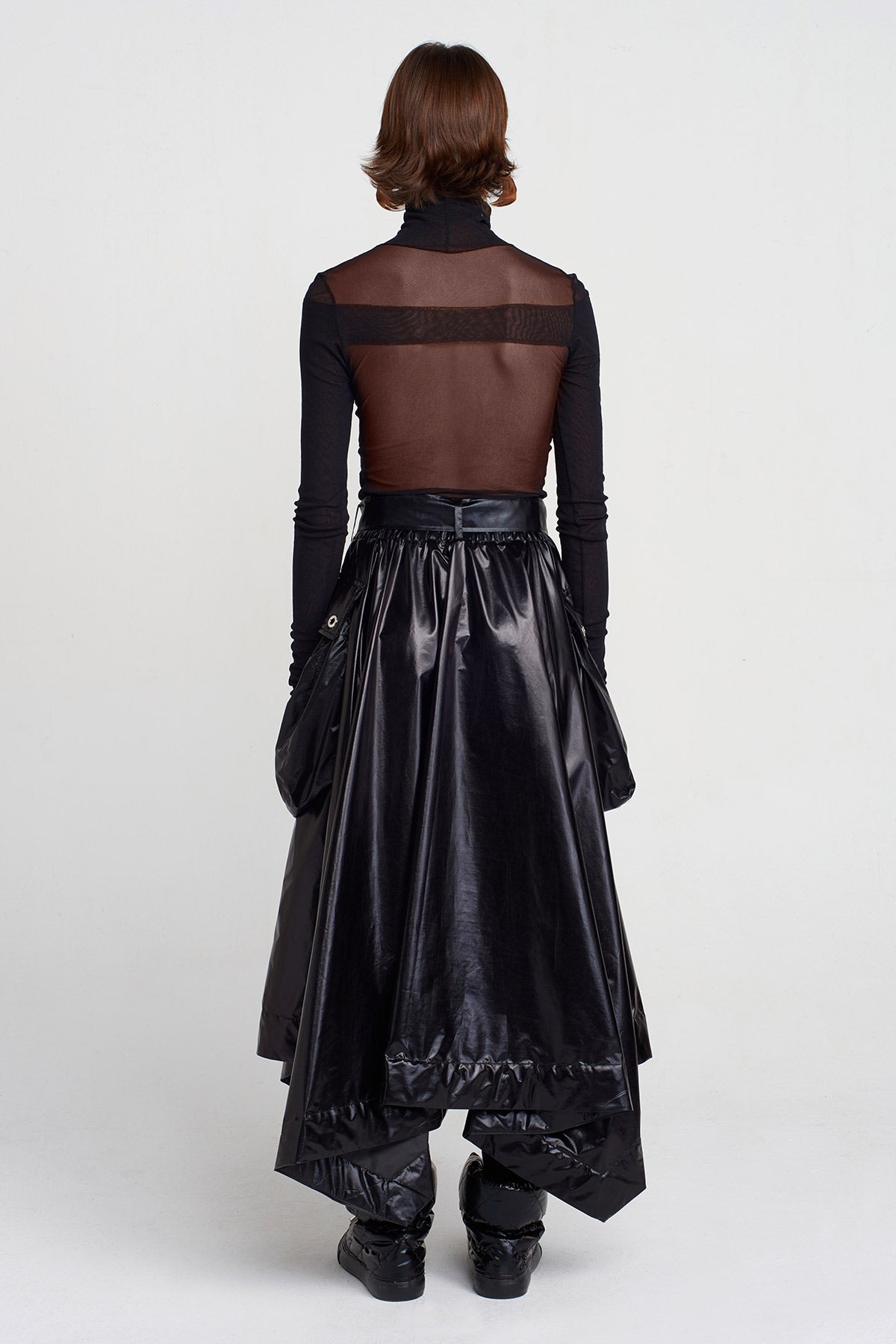Black Belted Pocketed Skirt-K252012010