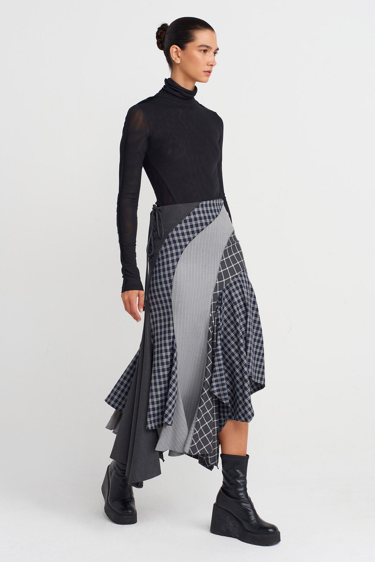 Multicolor Plaid Midi Skirt-K252012013