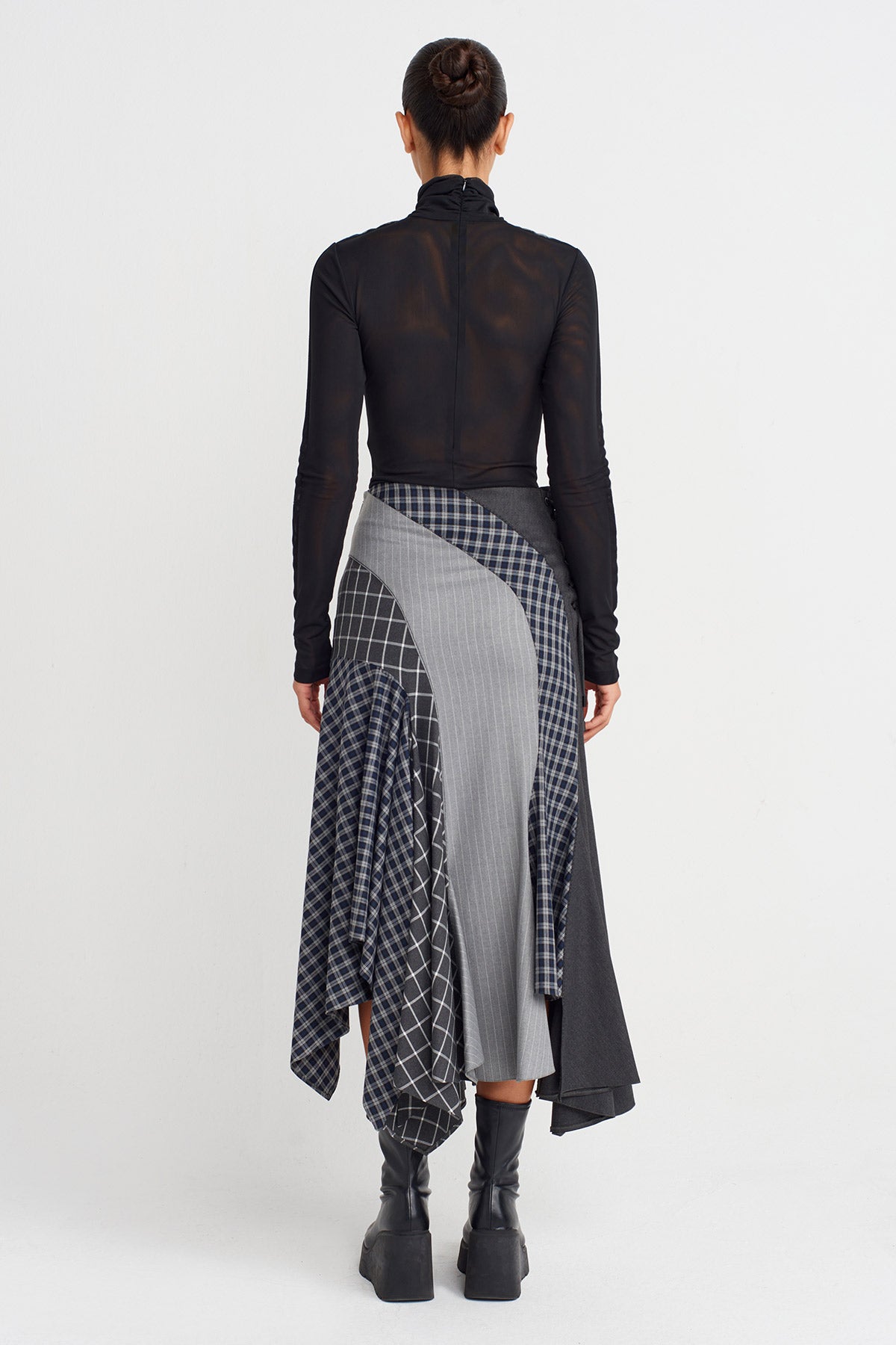 Multicolor Plaid Midi Skirt-K252012013