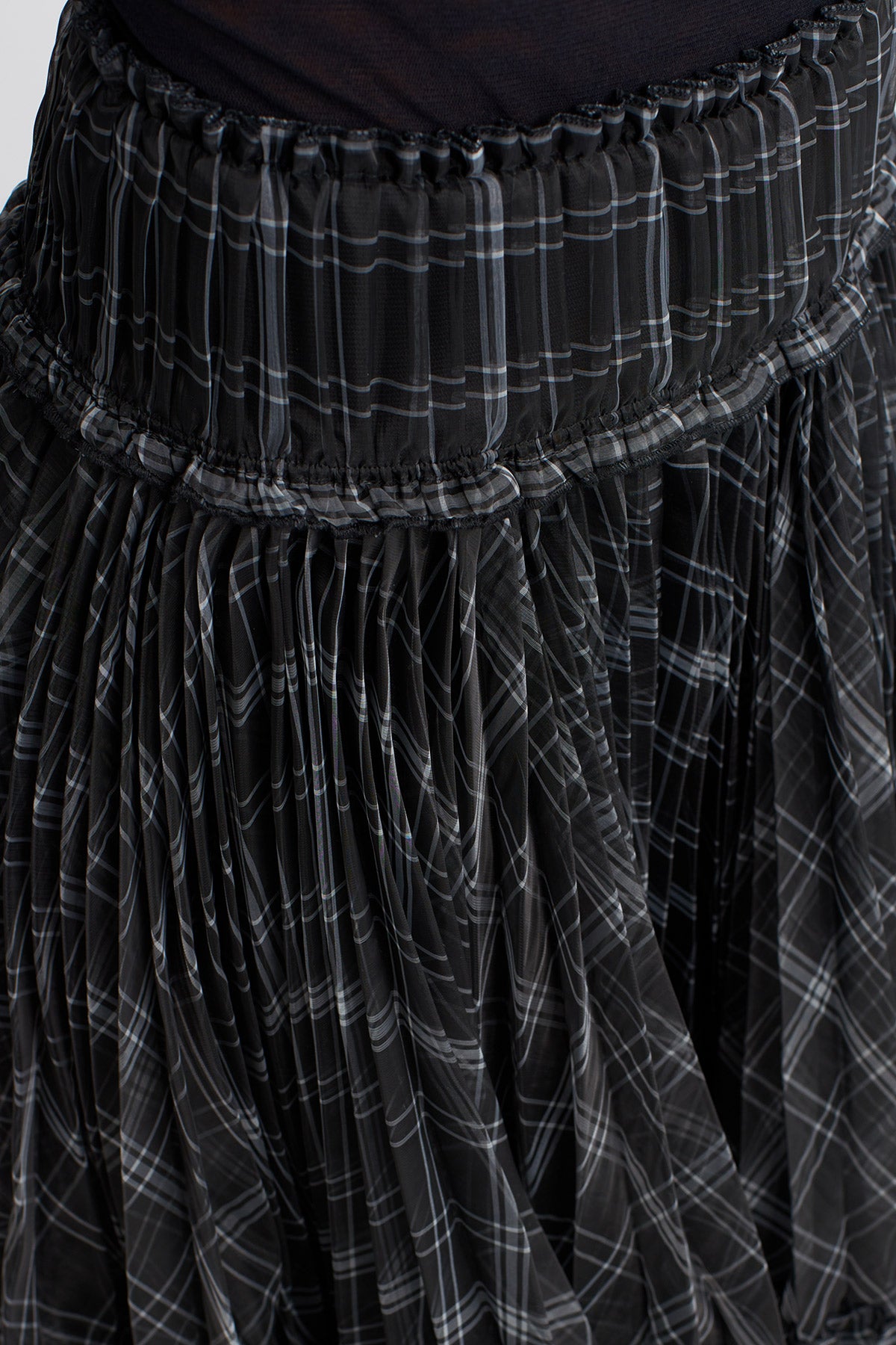 Grey/White Plaid Voluminous Tulle Skirt-K252012014