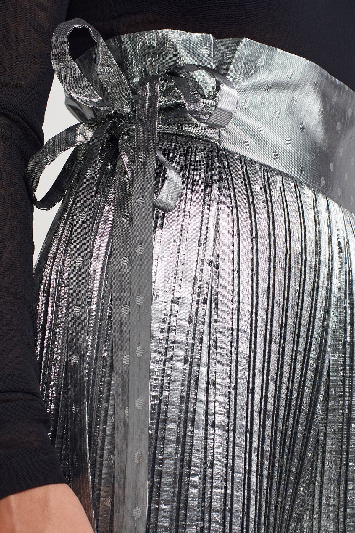 Silver High-Waisted Pleated Trousers-K253013010
