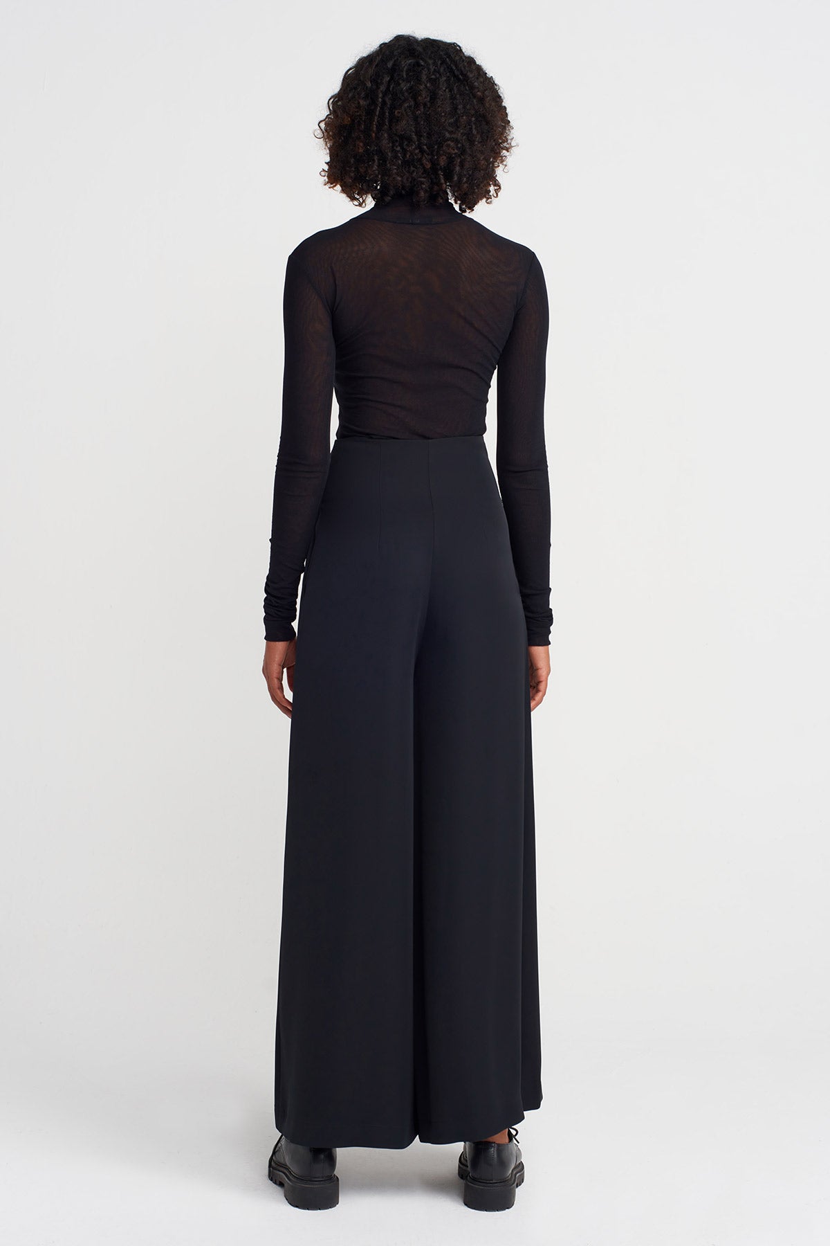 Black High-Waisted Elegant Trousers-K253013019