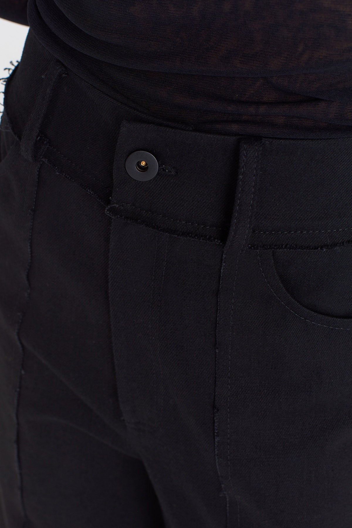 Black Wide-Leg Denim Pants-K253013023