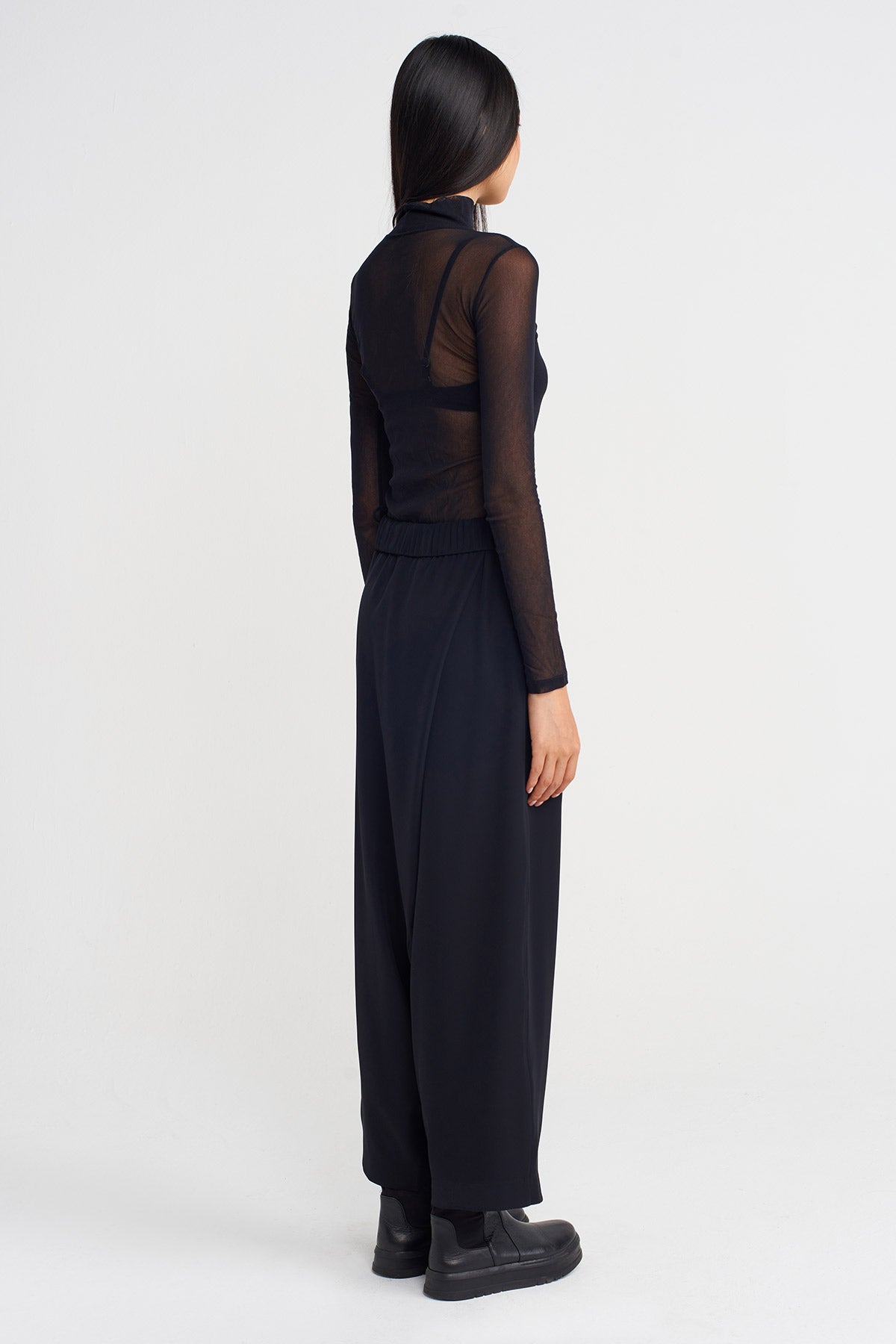 Black Wrap-Style Harem Pants-K253013029