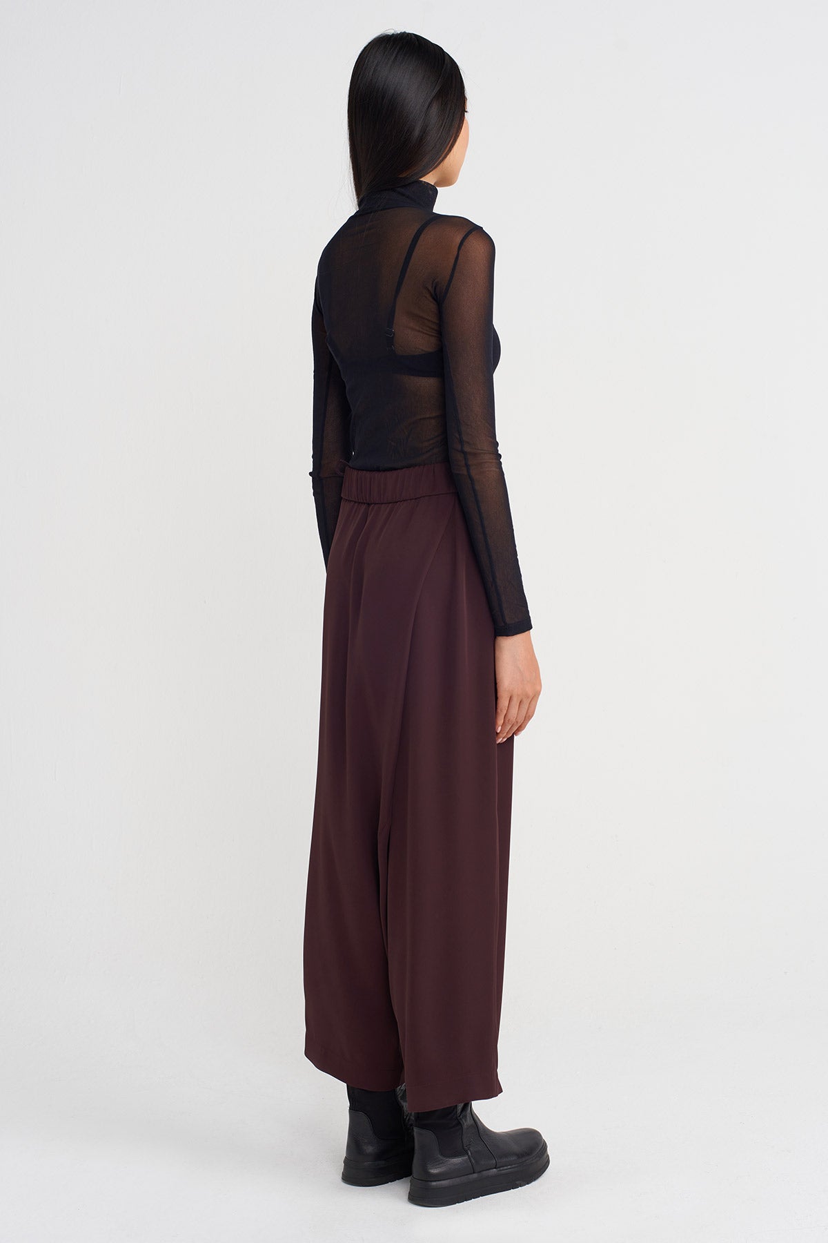Dark Purple Wrap-Style Harem Pants-K253013029