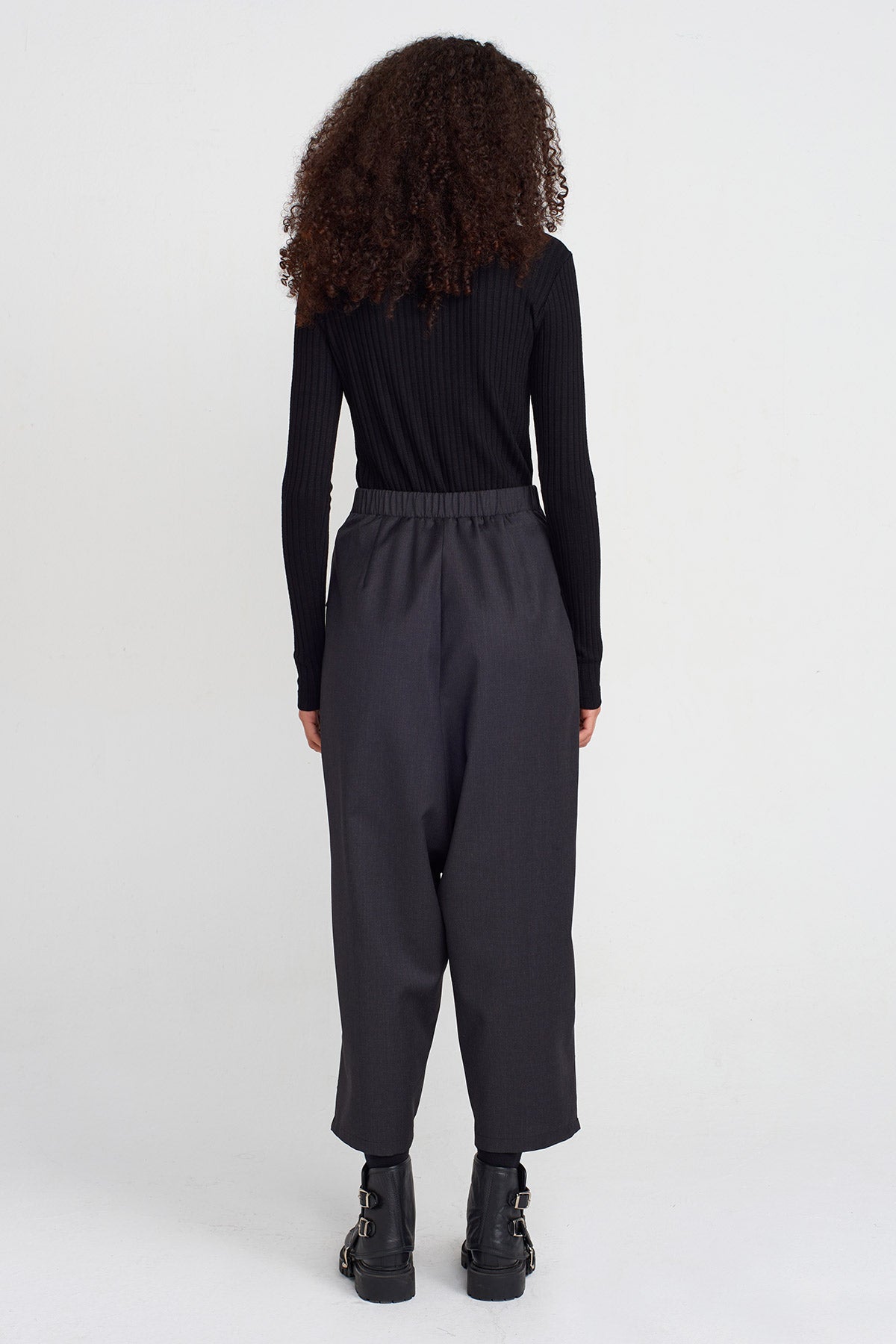 Anthracite Stitch Detail Wrap Pants-K253013035