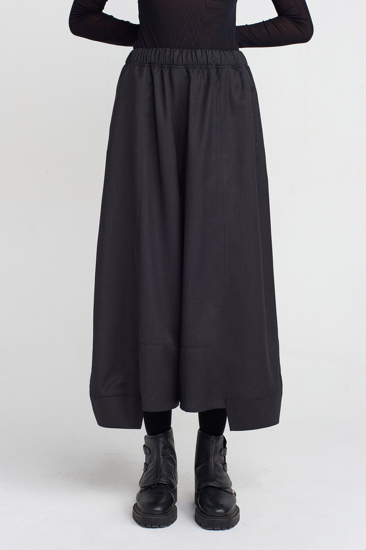 Anthracite Asymmetric Hem Wide Pants-K253013036