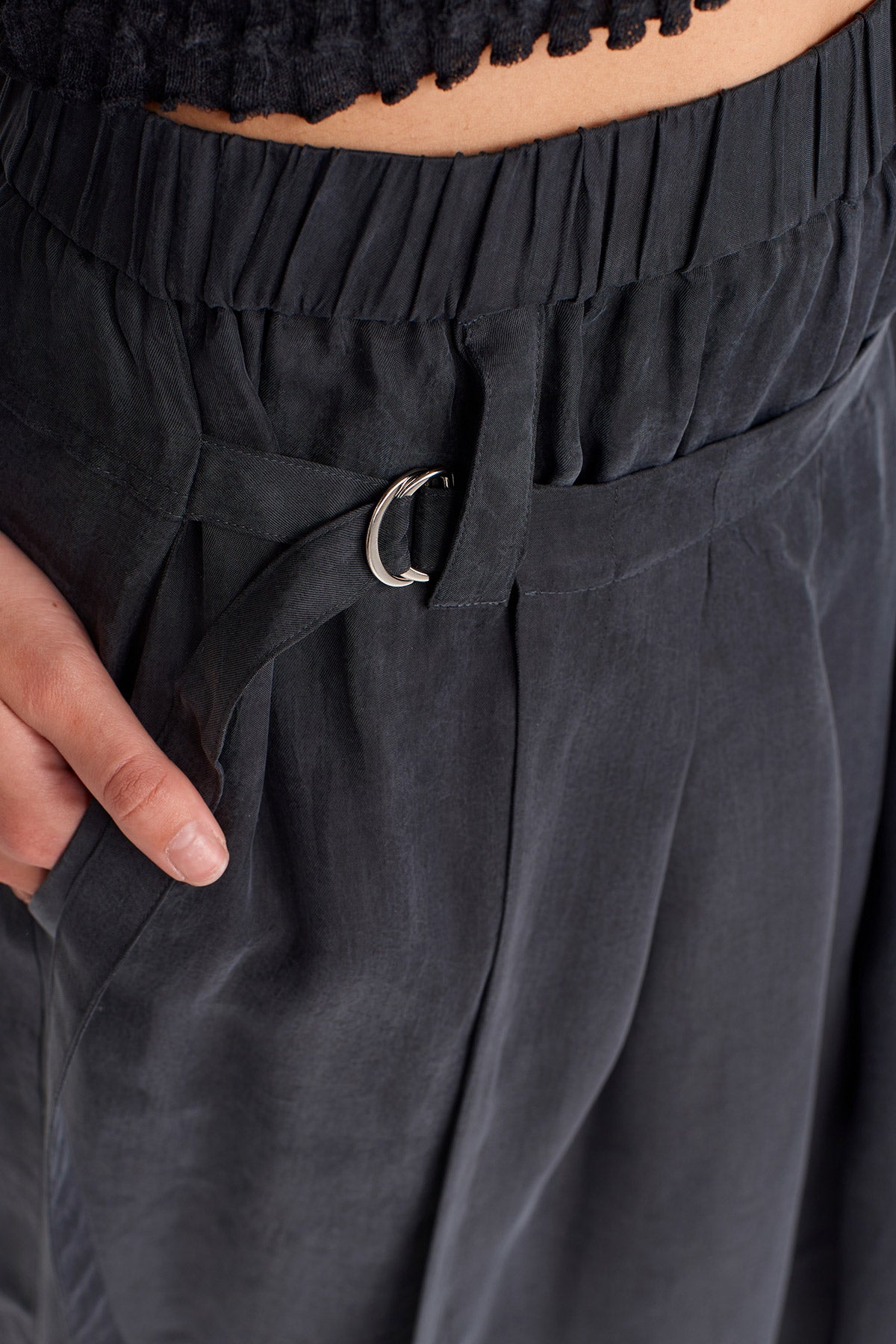 Black Pleated Skirt-Over-Trousers -K253013054