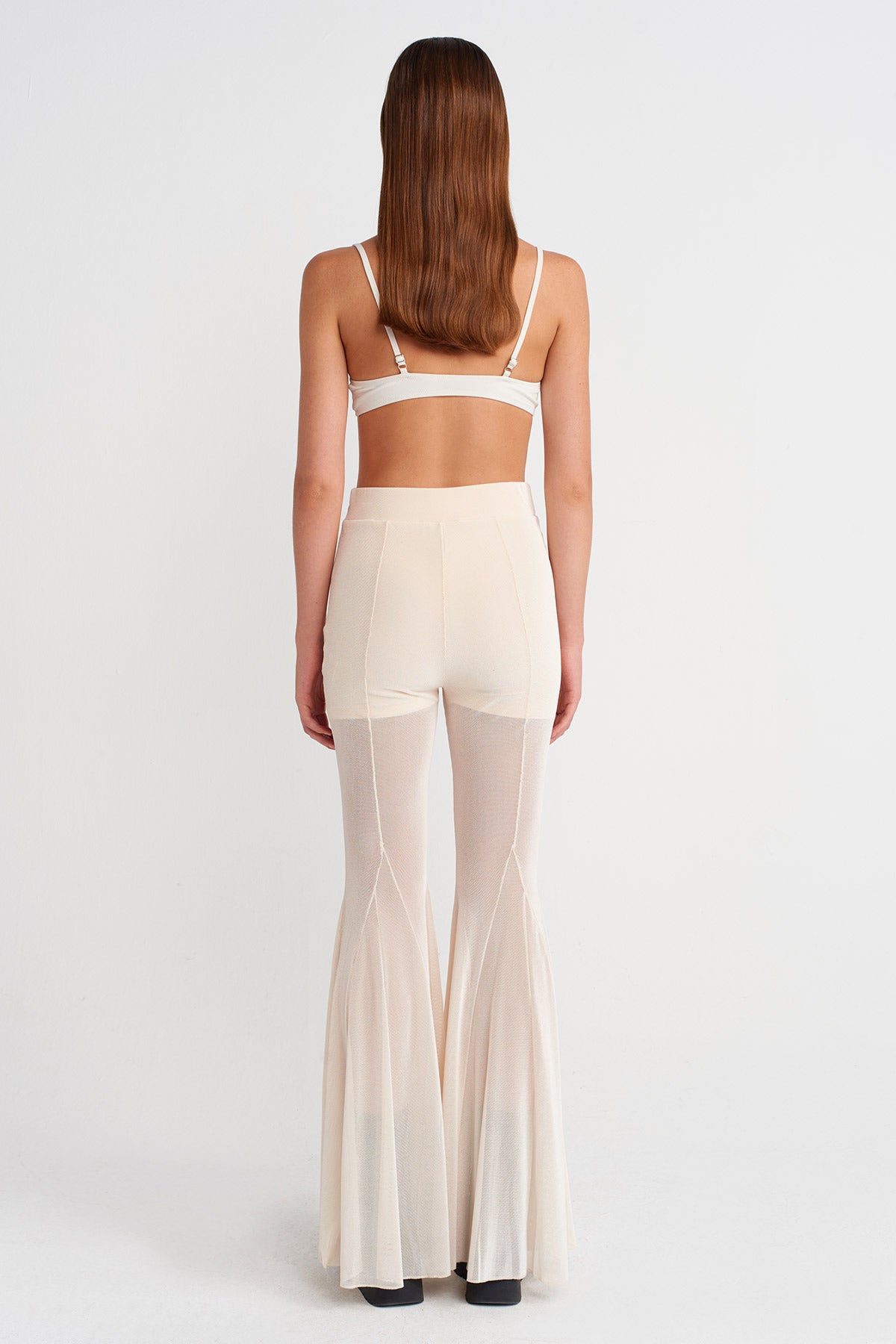 Nature Black Sheer Tulle Flared Trousers-K253013059