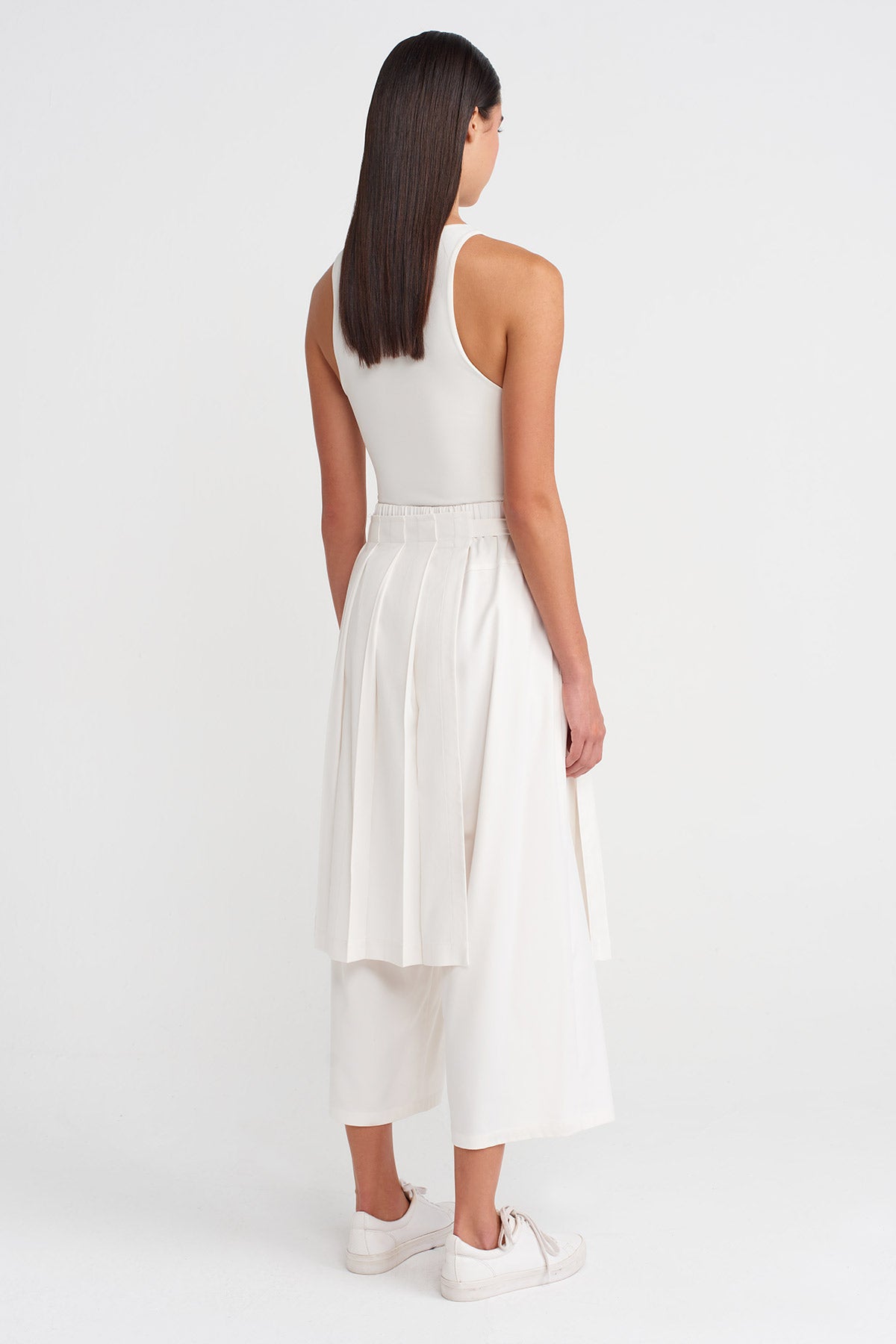 Off White Pleated Skirted Trousers-K253013061