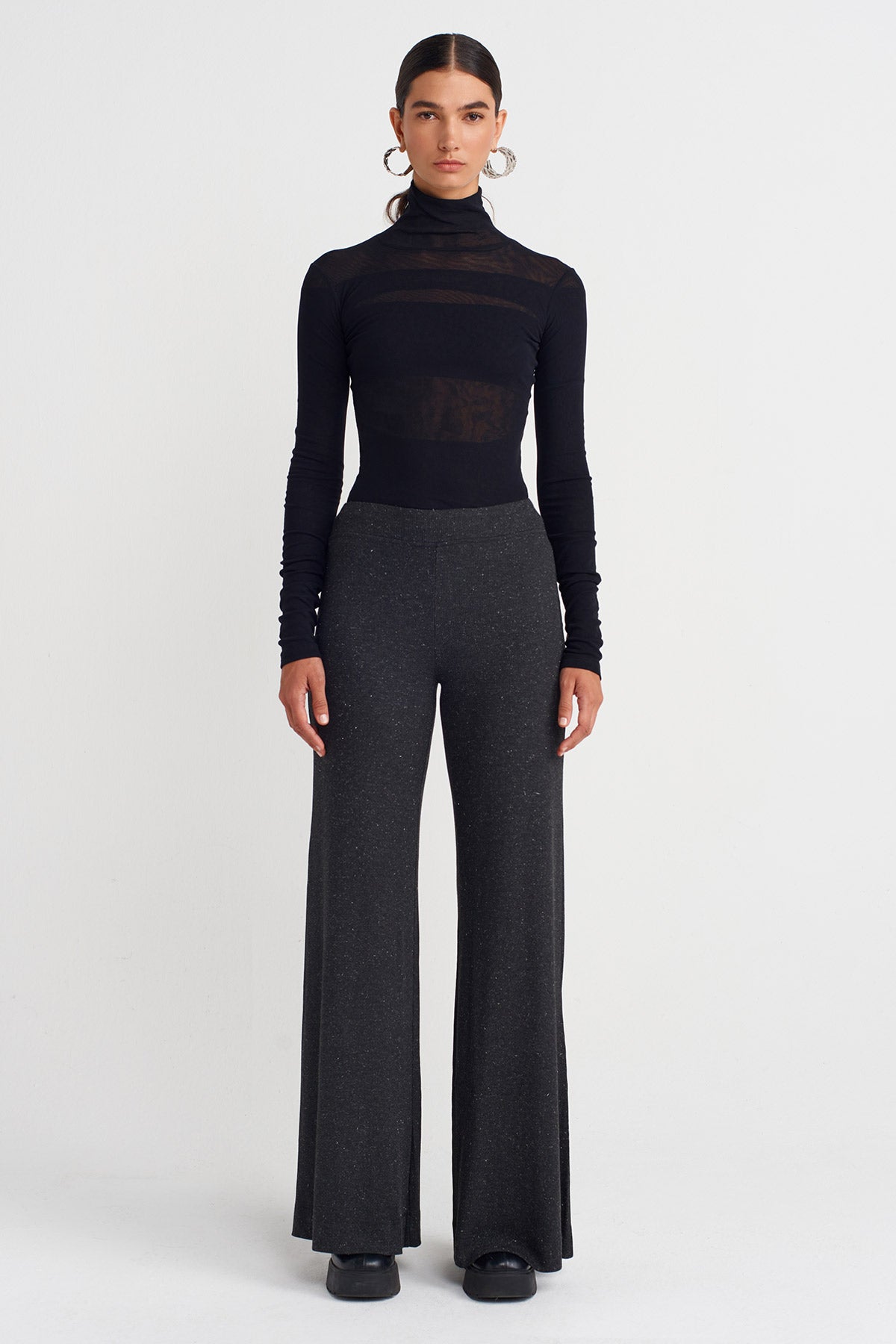 Antrasit Melanj Silver Ribbed Pants -K253013070