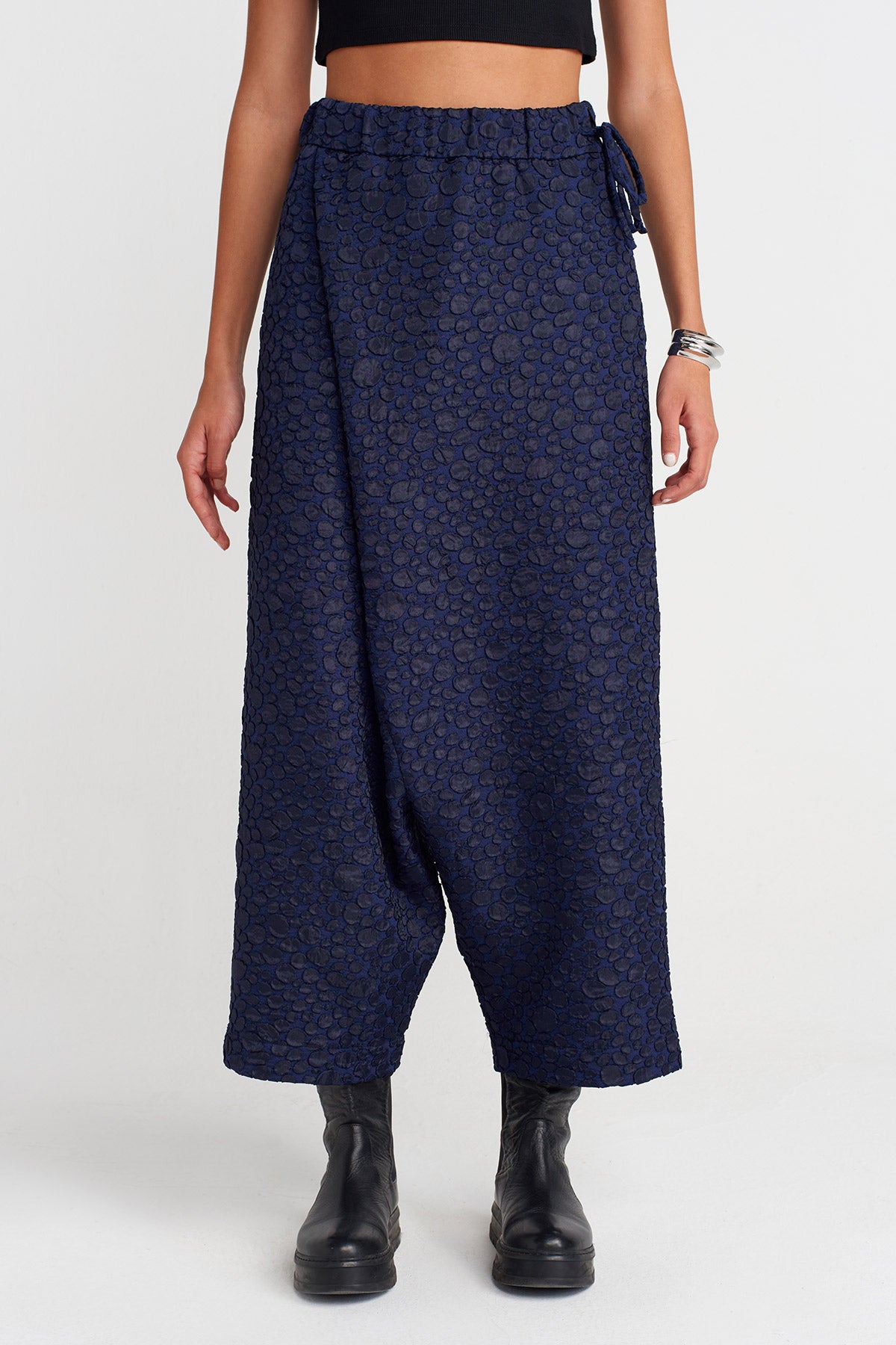 Purple Jacquard Wrap Harem Pants-K253013080
