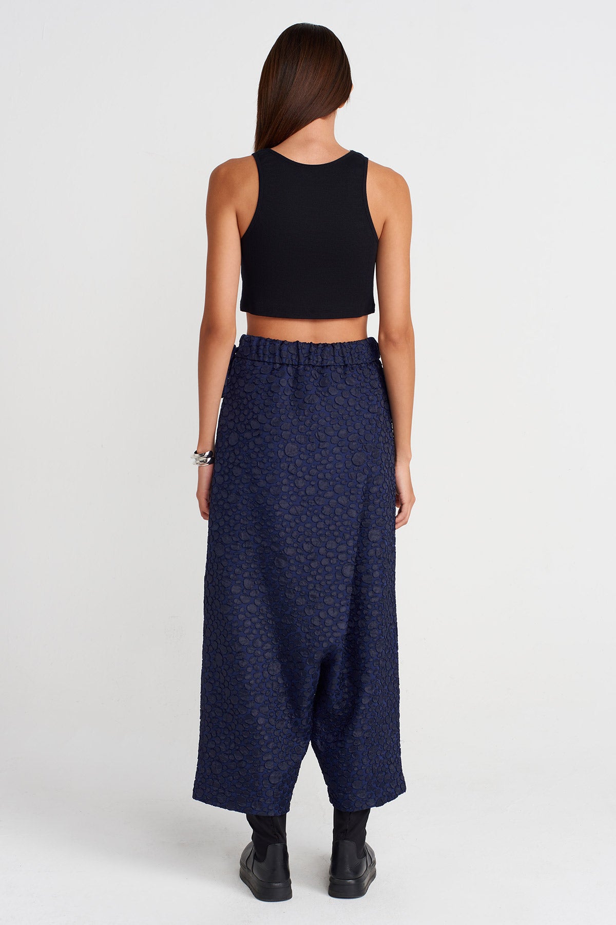 Purple Jacquard Wrap Harem Pants-K253013080