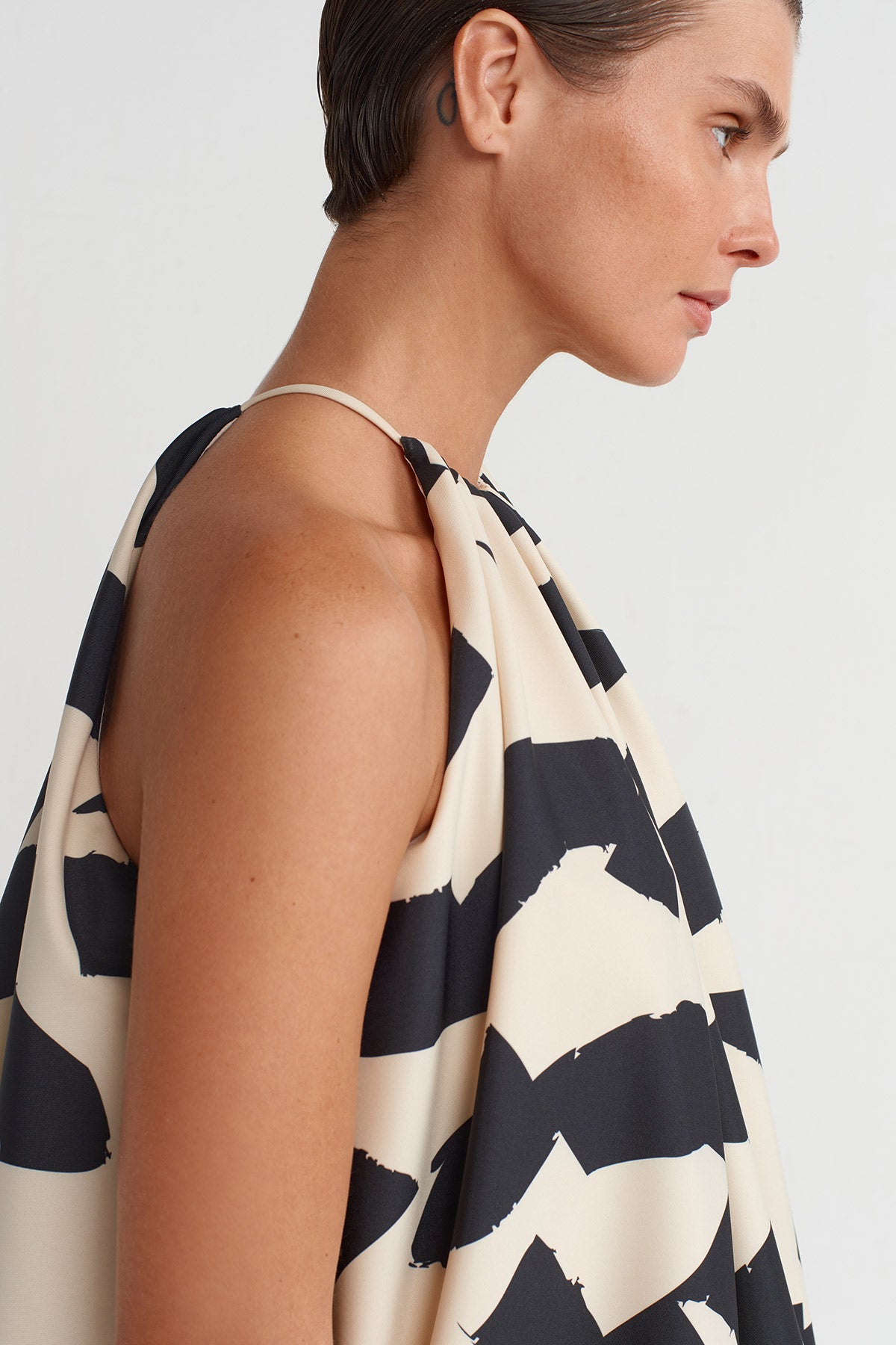 Printed Patterned Short Balloon Dress-K254014009