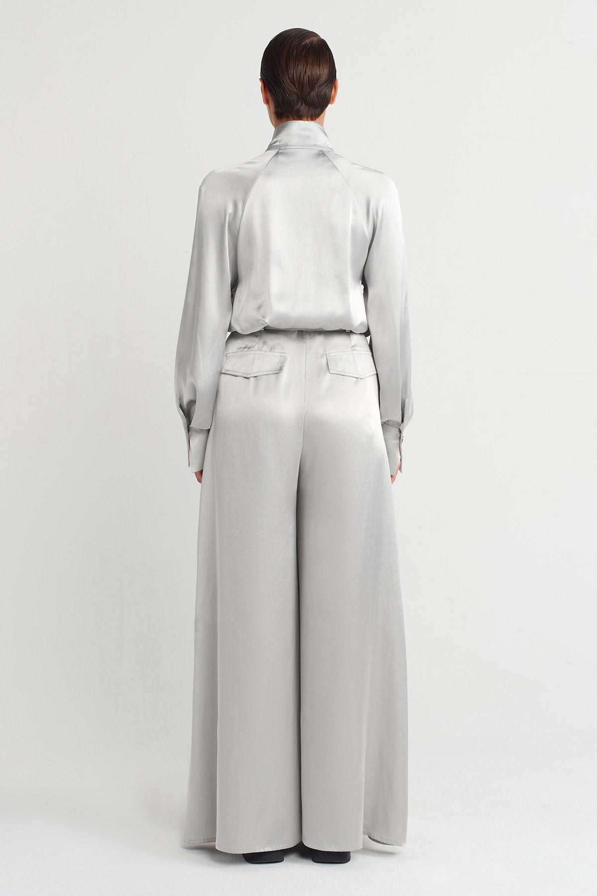 Silver Belted Shiny Elegant Jumpsuit-K254014015