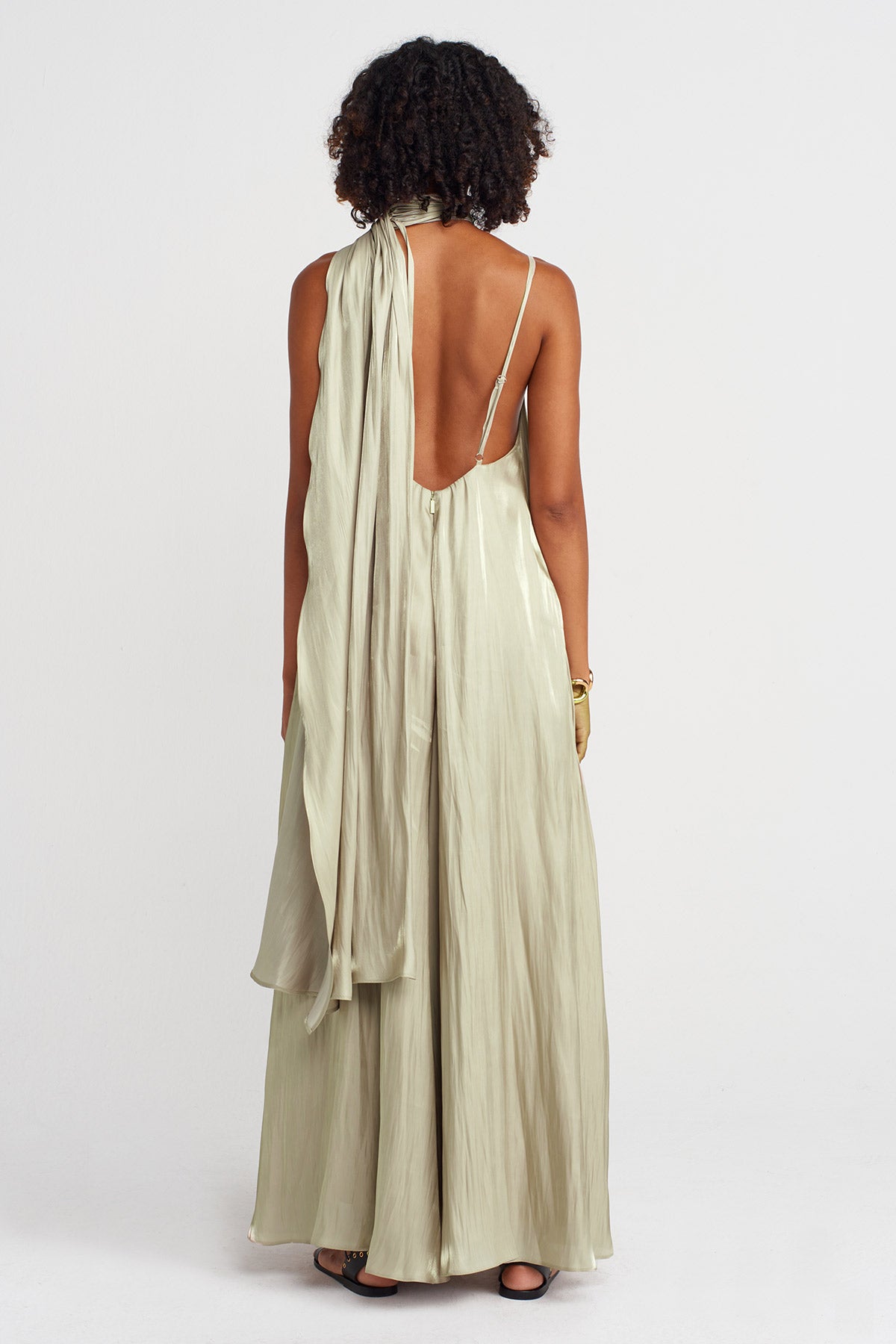 Sand One-Shoulder Strap, Stylish Long Dress-K254014019