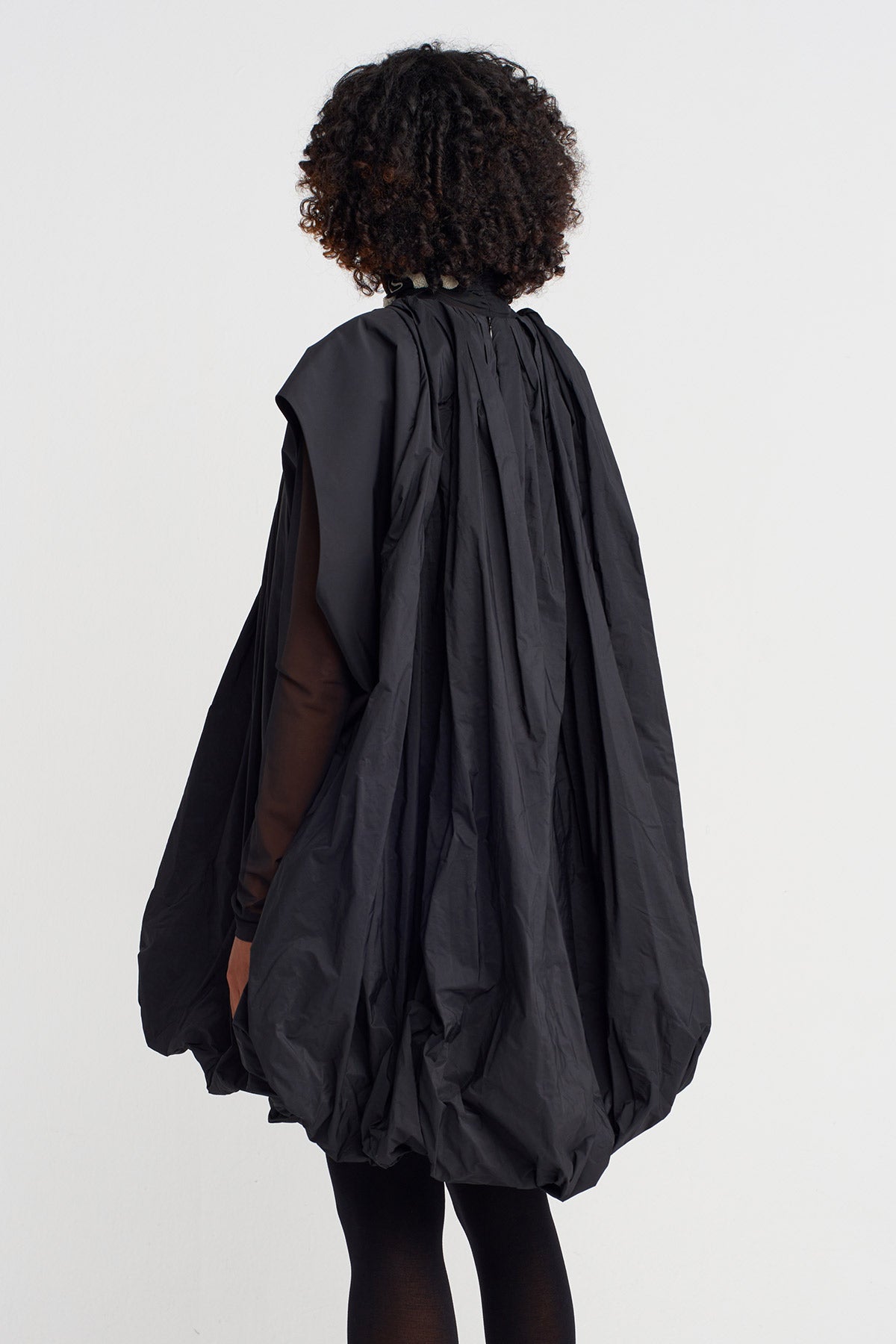 Black Taffeta Balloon Dress-K254014024