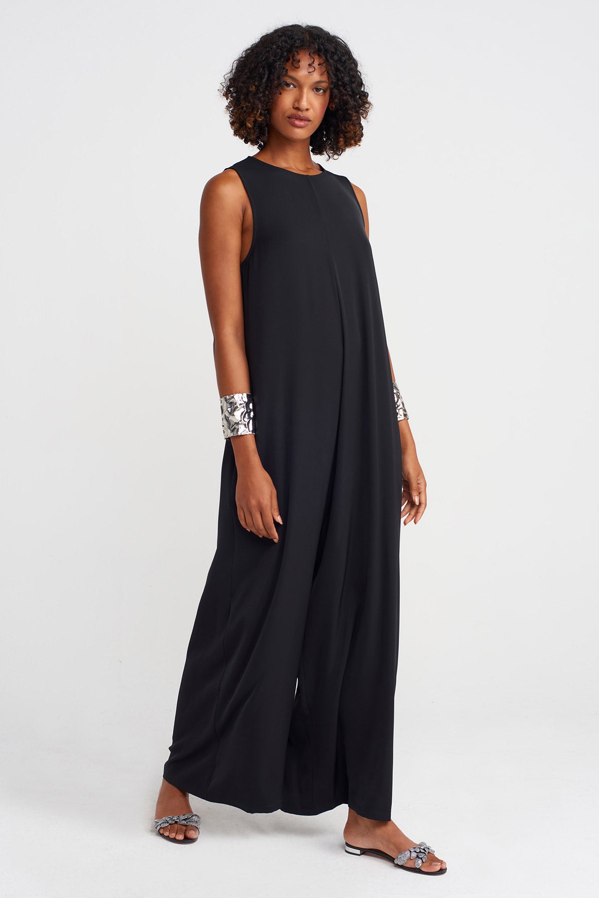 Black Sleeveless Elegant Jumpsuit-K254014029
