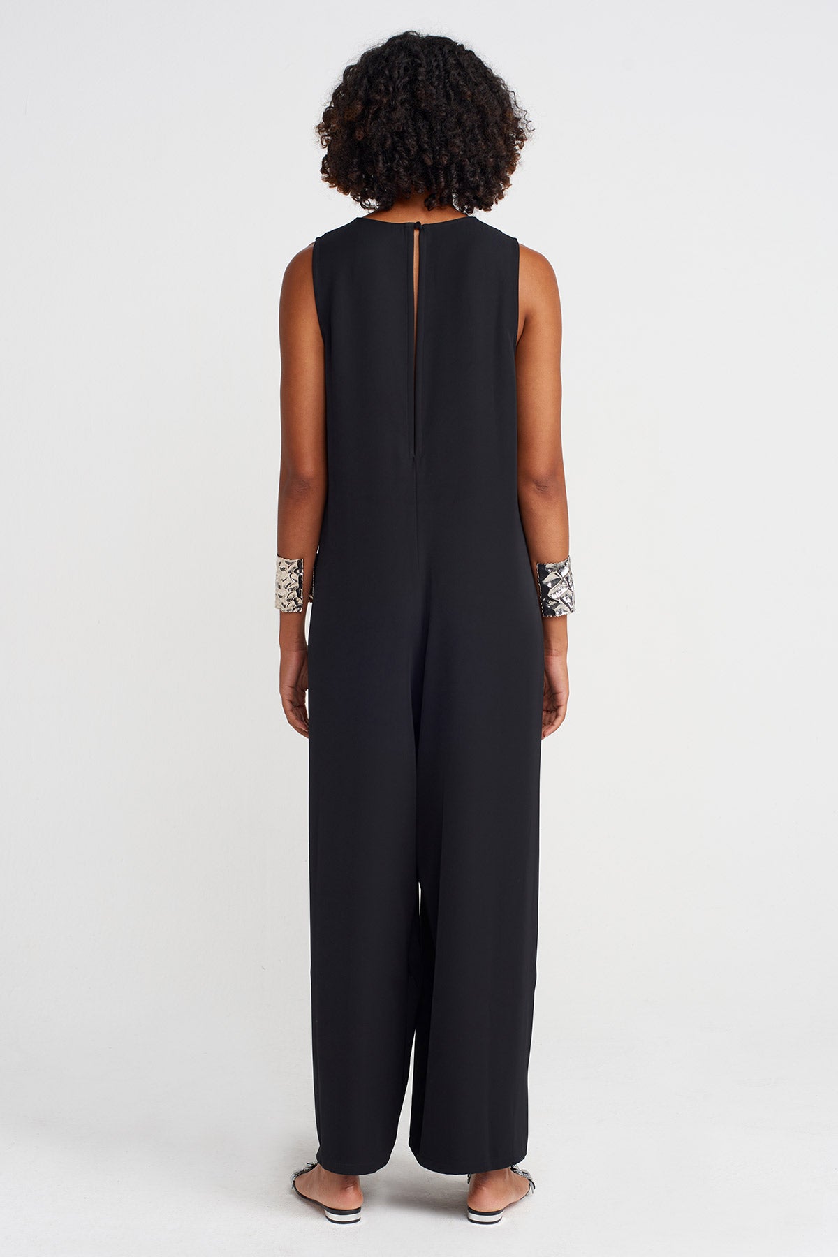 Black Sleeveless Elegant Jumpsuit-K254014029