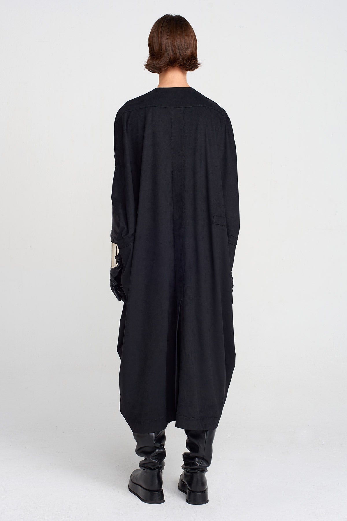 Black Suede-Effect Kaftan Dress-K254014030