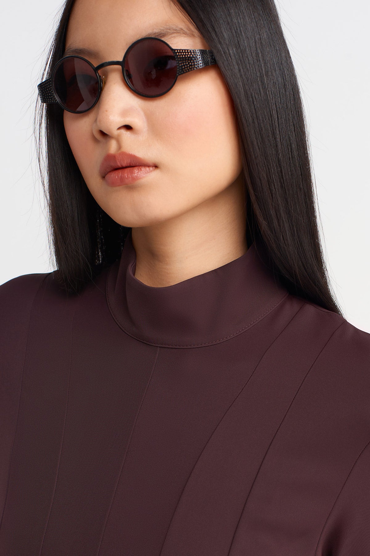 Dark Purple Fitted Waist Long Dress-K254014044