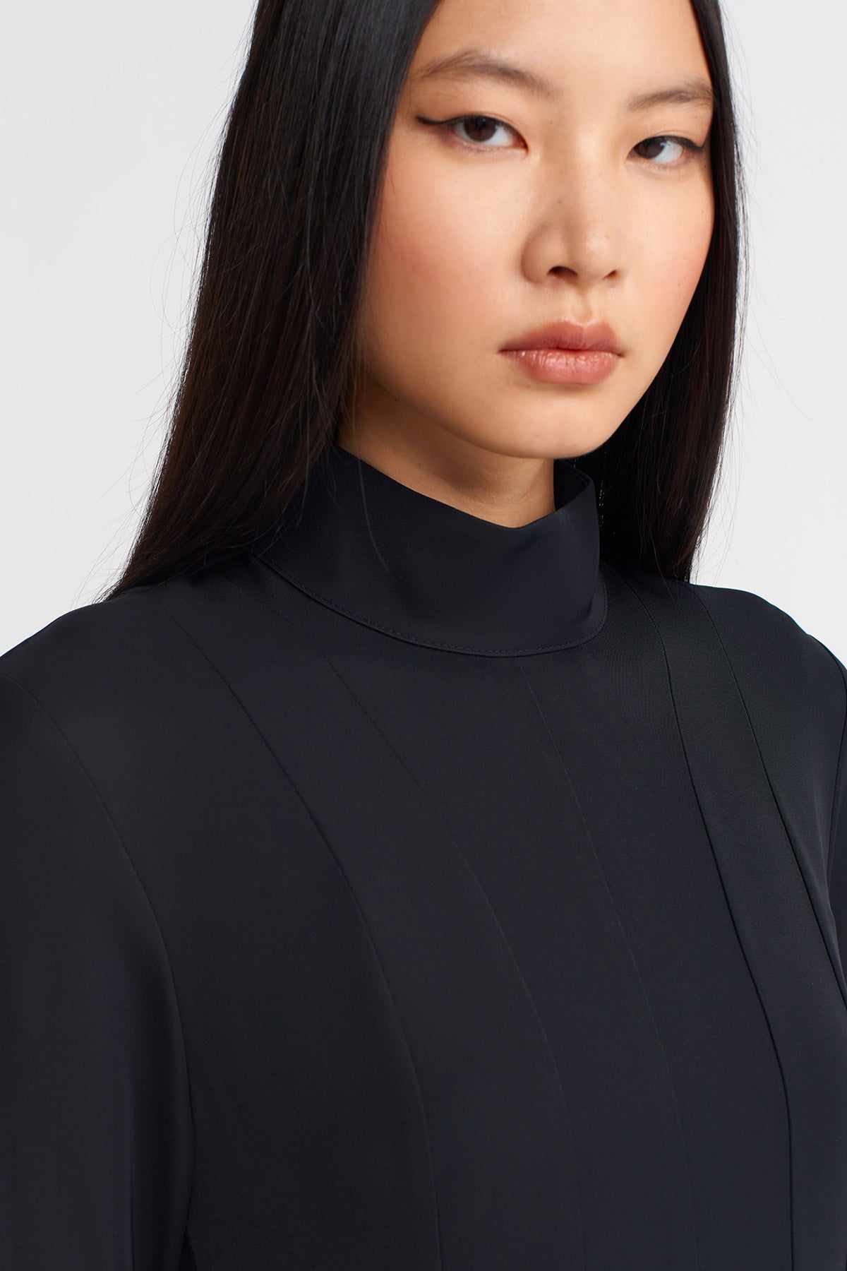 Black Fitted Waist Long Dress-K254014044