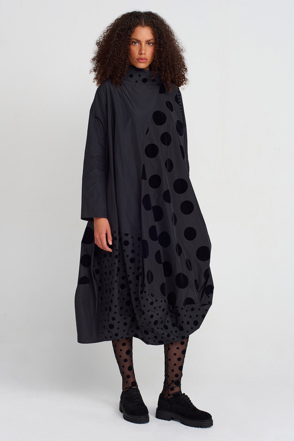 Multicolor Velvet Polka-Dot Taffeta Dress-K254014045